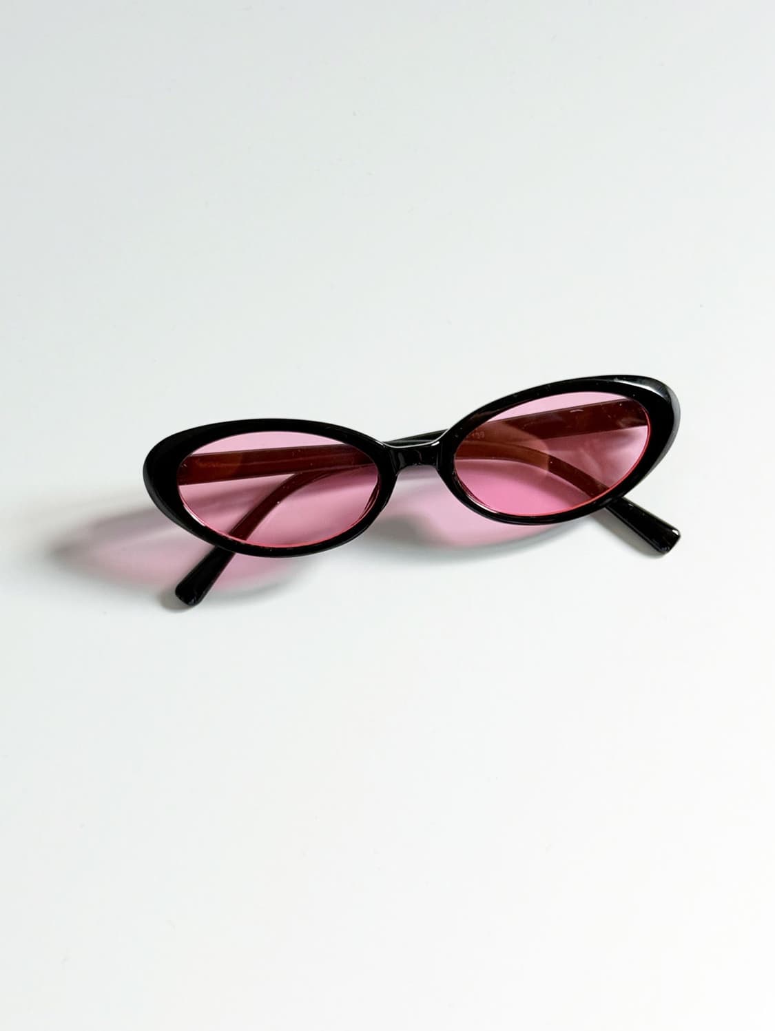 90s 블랙 캣아이 뿔테 프레임 빈티지 핑크 틴트 선글라스 상품이미지1