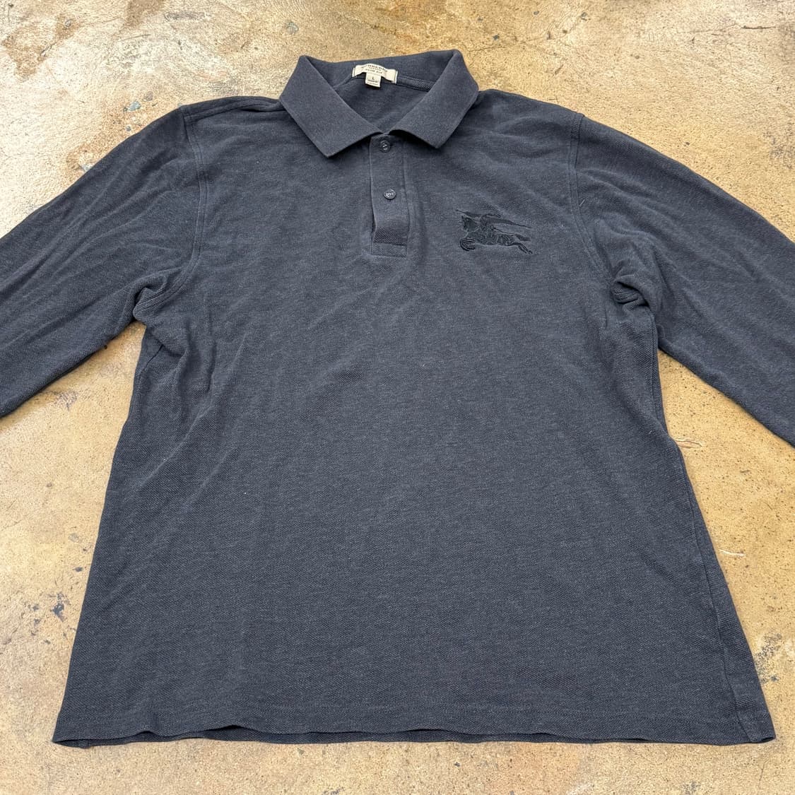 [정품/L] 버버리 블랙 긴팔 폴로티셔츠 b16 상품이미지3