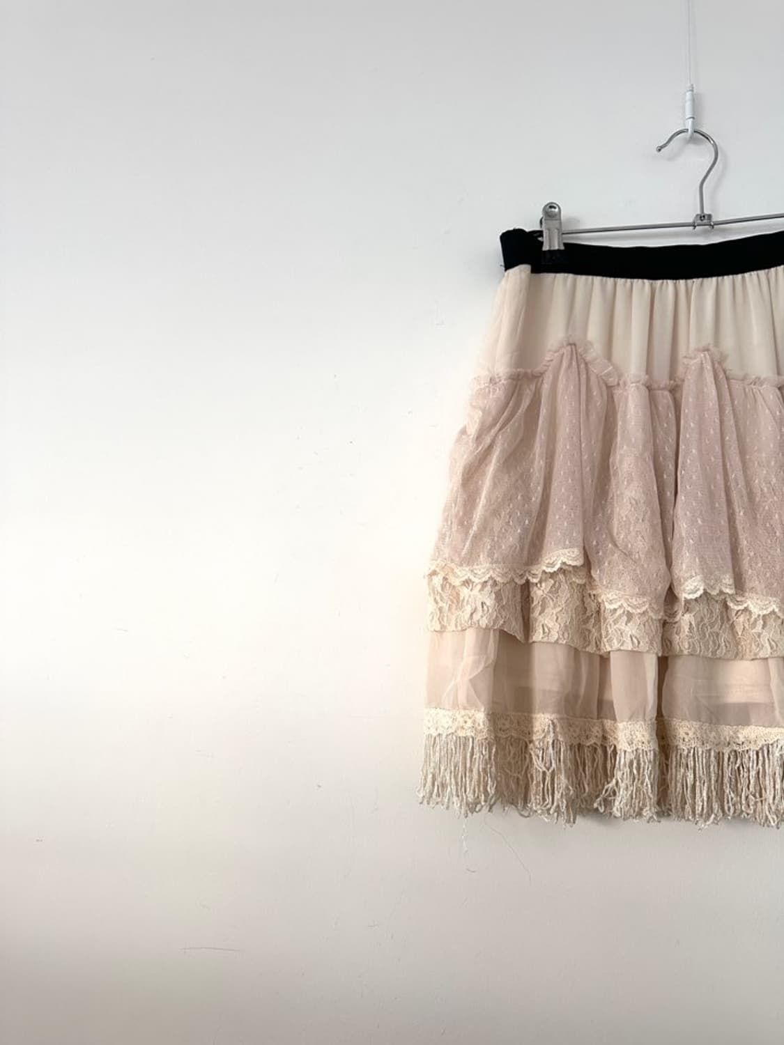 Lace frill can can mini skirt / ivory 상품이미지2