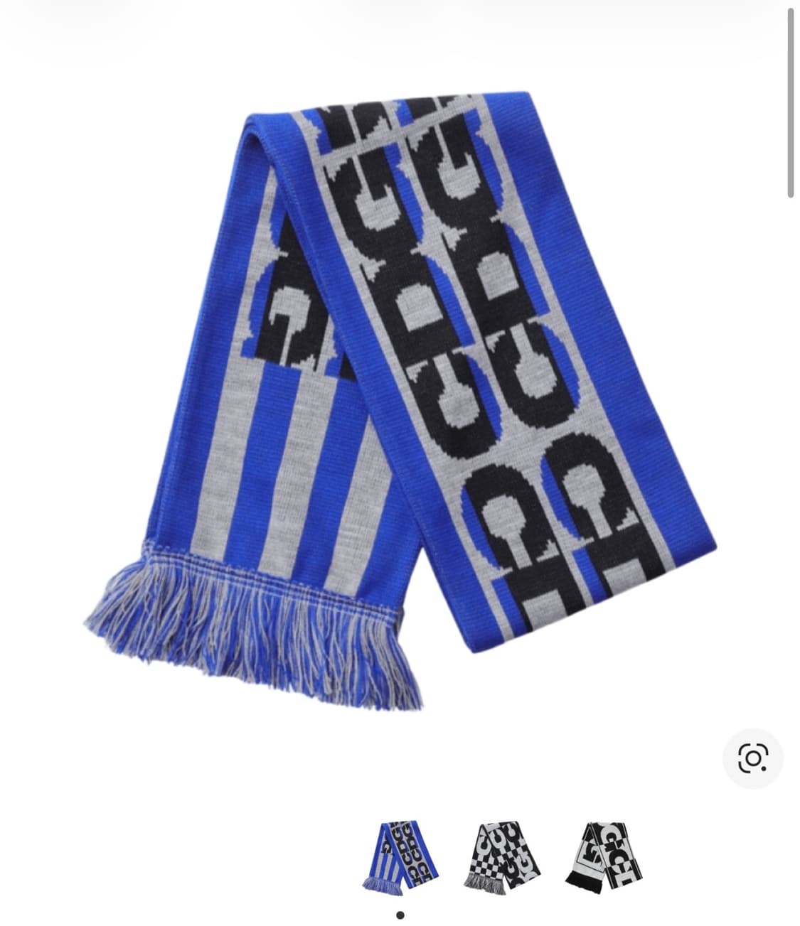 CDG 꼼데가르송 로고 체크 머플러 블루 상품이미지1