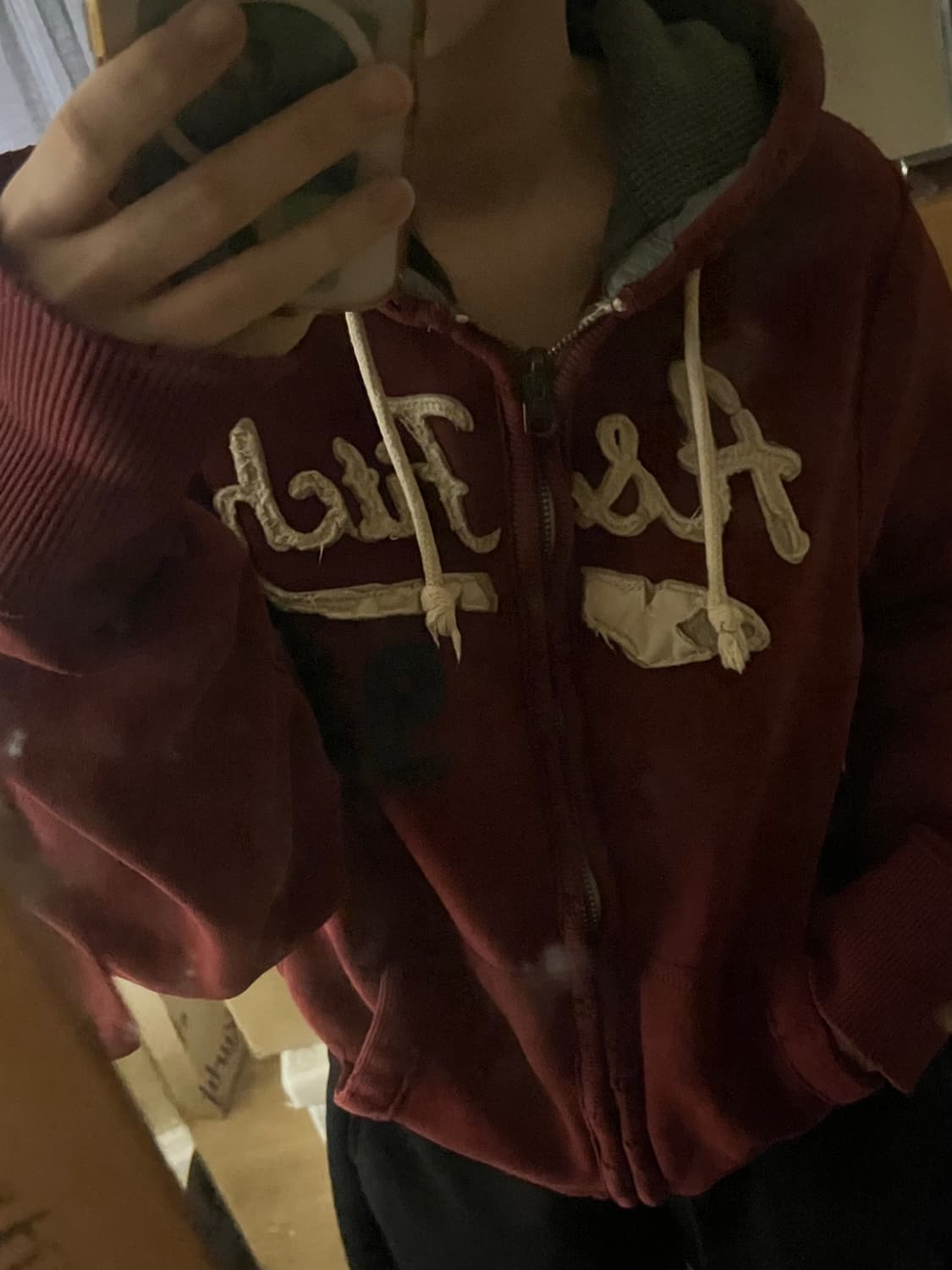 아베크롬비 버건디 후드집업  상품이미지2