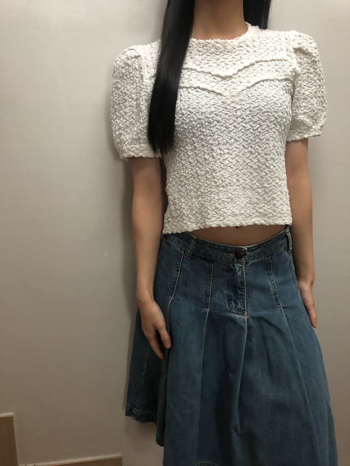 빈티지 화이트 크롭 탑 상품이미지6