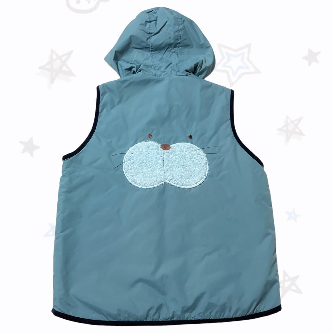 코코모리 모리걸 핀터깔 수달 보노보노 후드 패딩 안 체크 조끼  상품이미지2