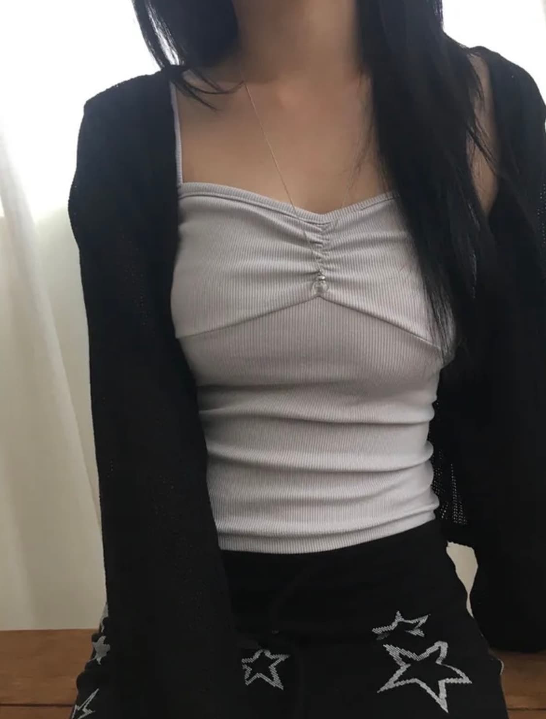 셔링 골지 슬리브리스 상품이미지1