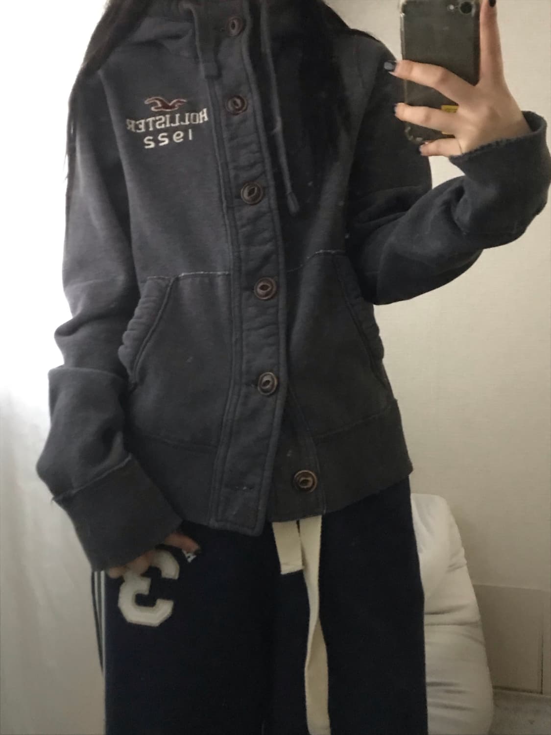 홀리스터 그레이 버튼 후디 상품이미지1