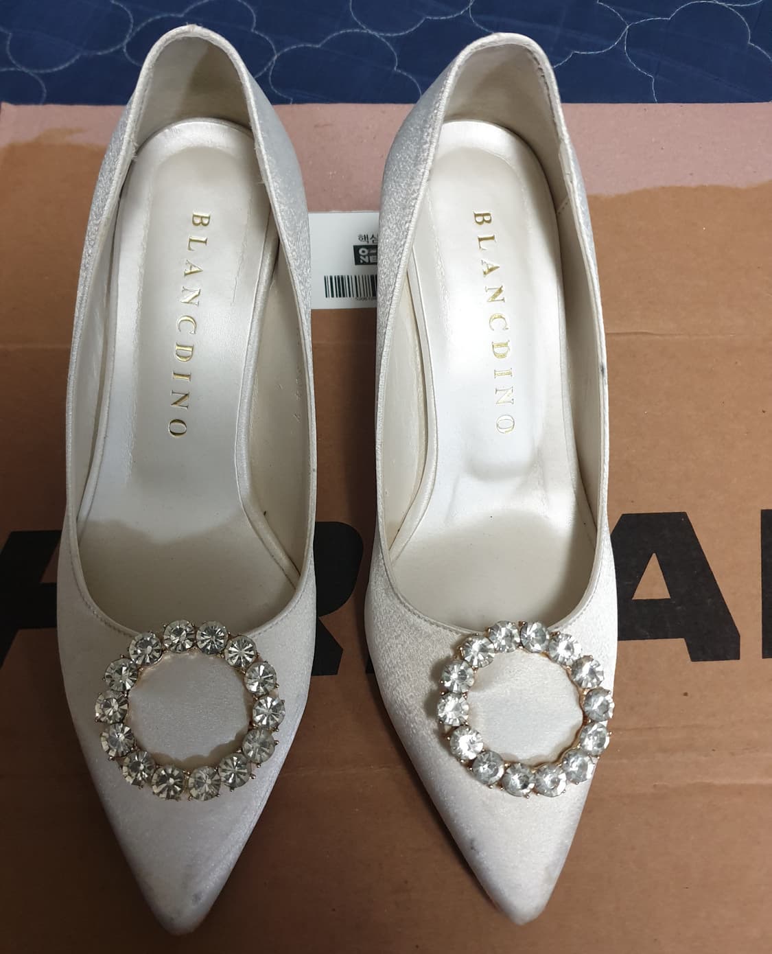 (수제화) 블랑디노 큐빅 웨딩슈즈 하이힐 (225) 상품이미지1