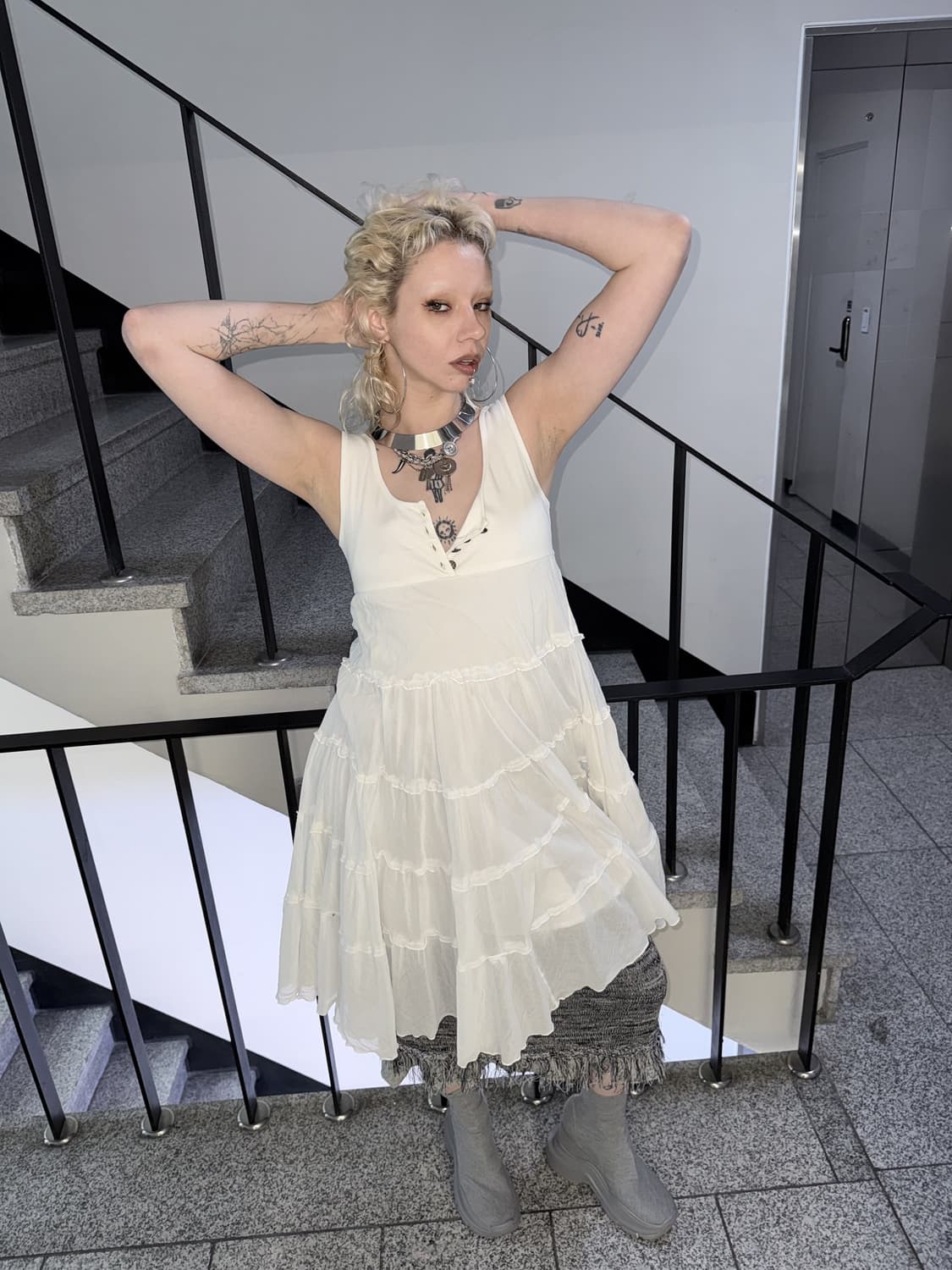 hippie henley neck dress 상품이미지1