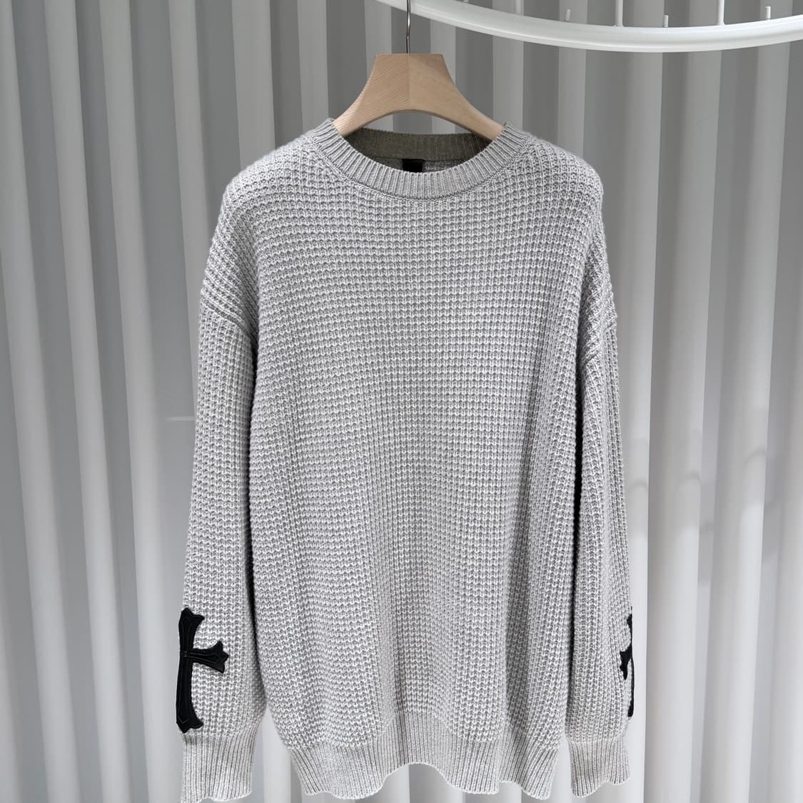 M / 크롬하츠 가죽 크로스패치 캐시미어 니트 상품이미지1