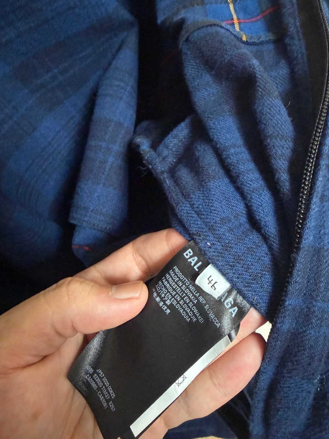 [백화점판, 46] 발렌시아가 체크 플란넬 코튼 자켓 블루블랙 상품이미지5