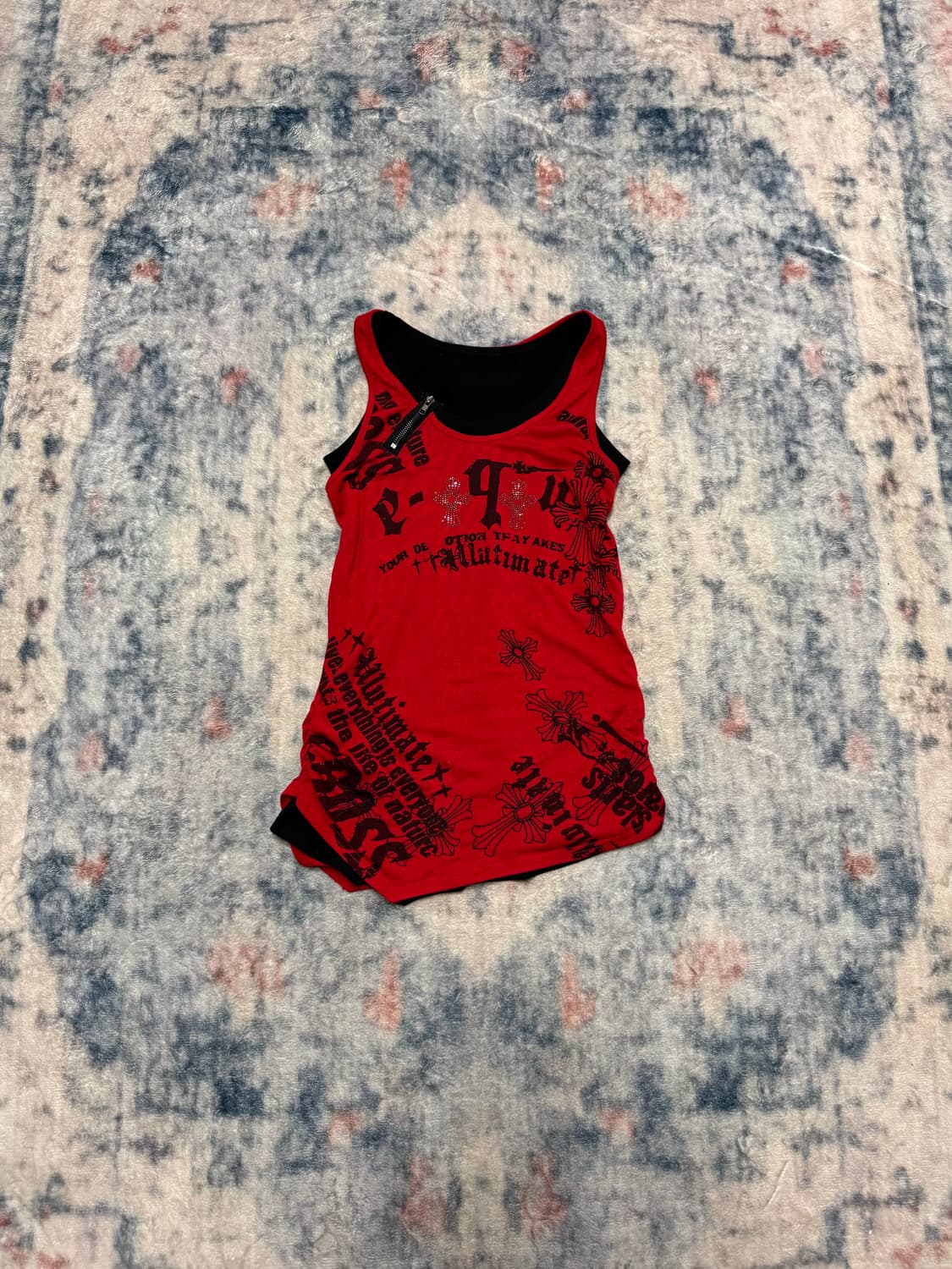 Rich or die gothic printing sleeveless 상품이미지2