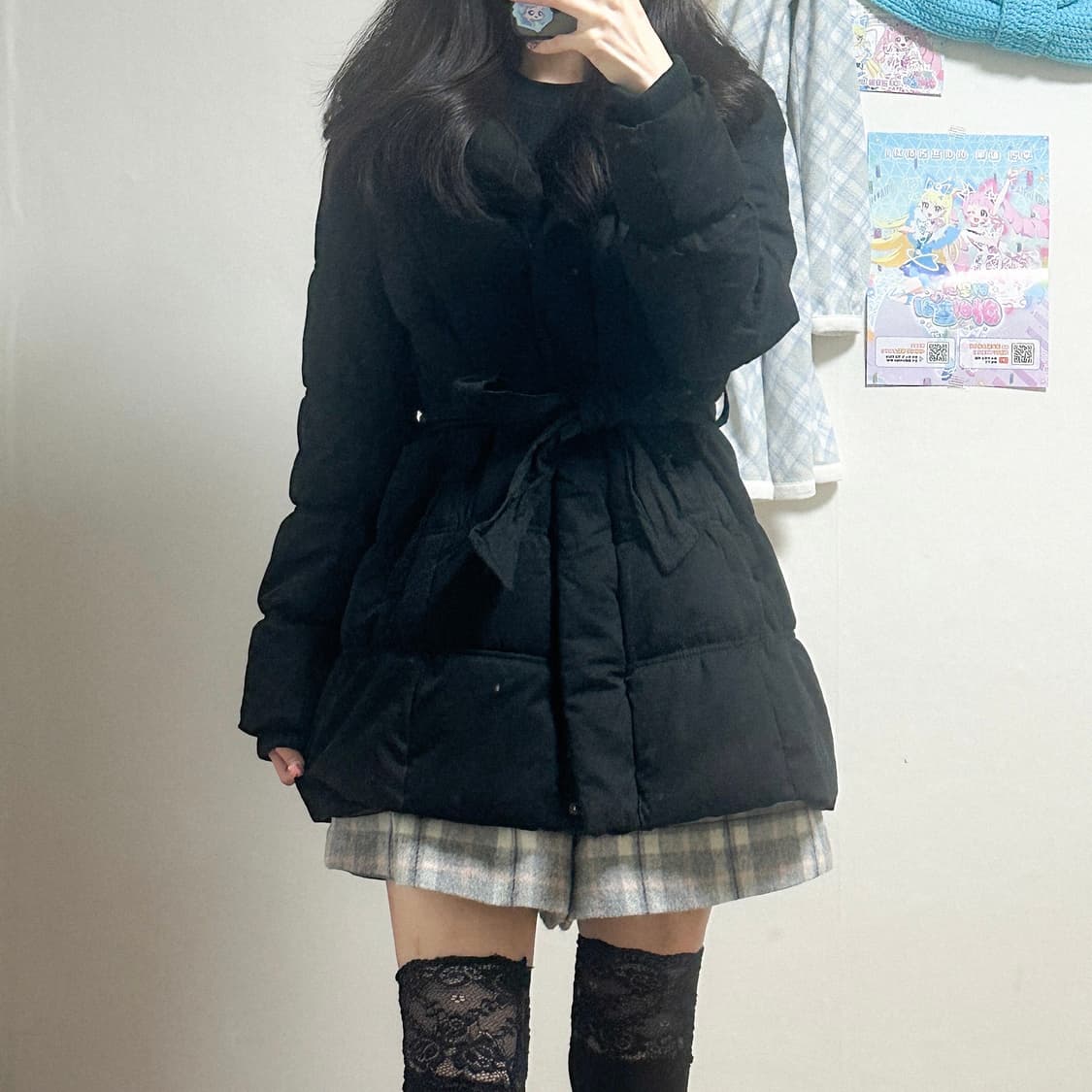 빈티지 잉그니 블랙 벨트 패딩 달천깔 히메갸루 오네갸루 로걀 라떼 캐캐체 상품이미지1