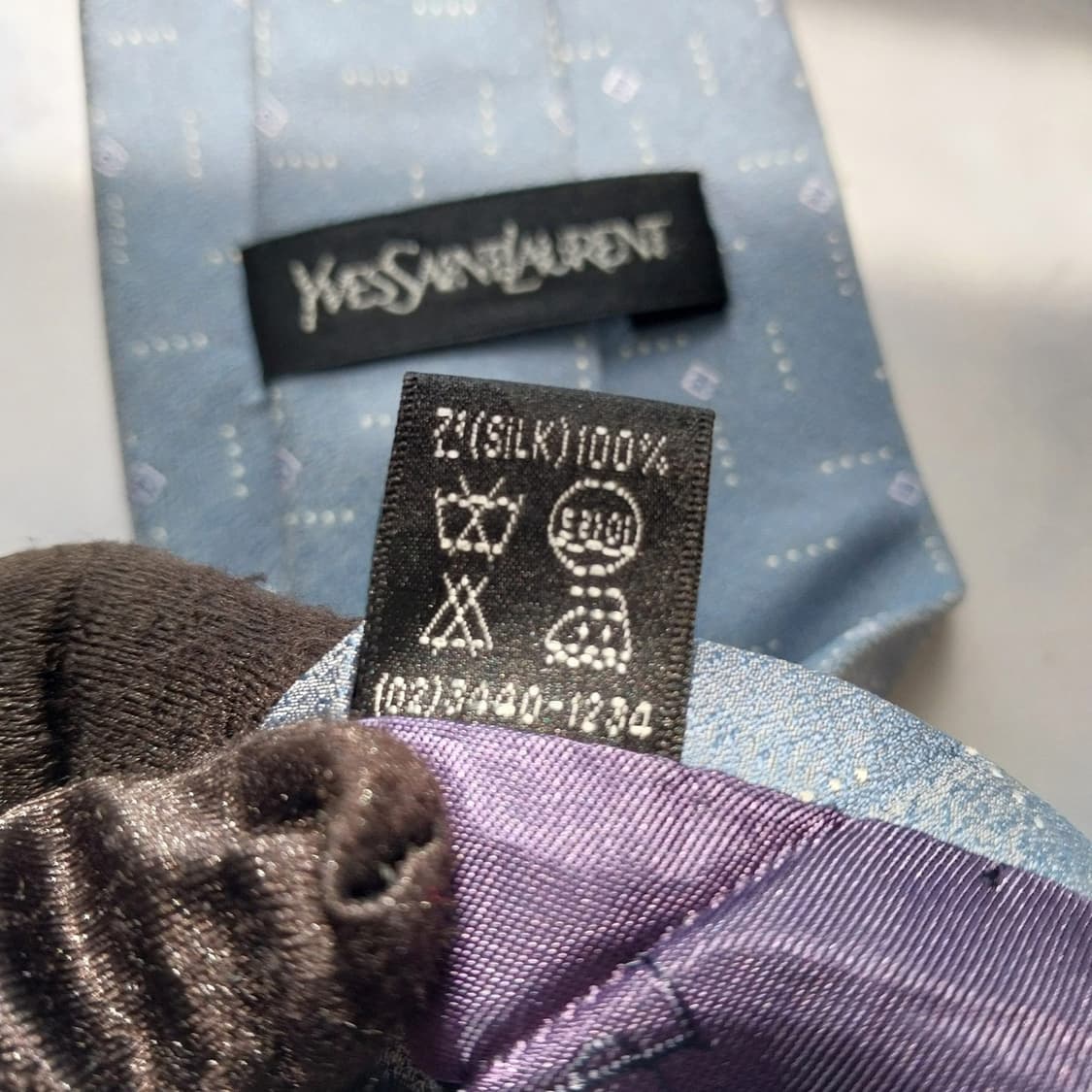 입생로랑 실크 블루 패턴 넥타이 9.4cm A~B등급 K2315
 상품이미지7