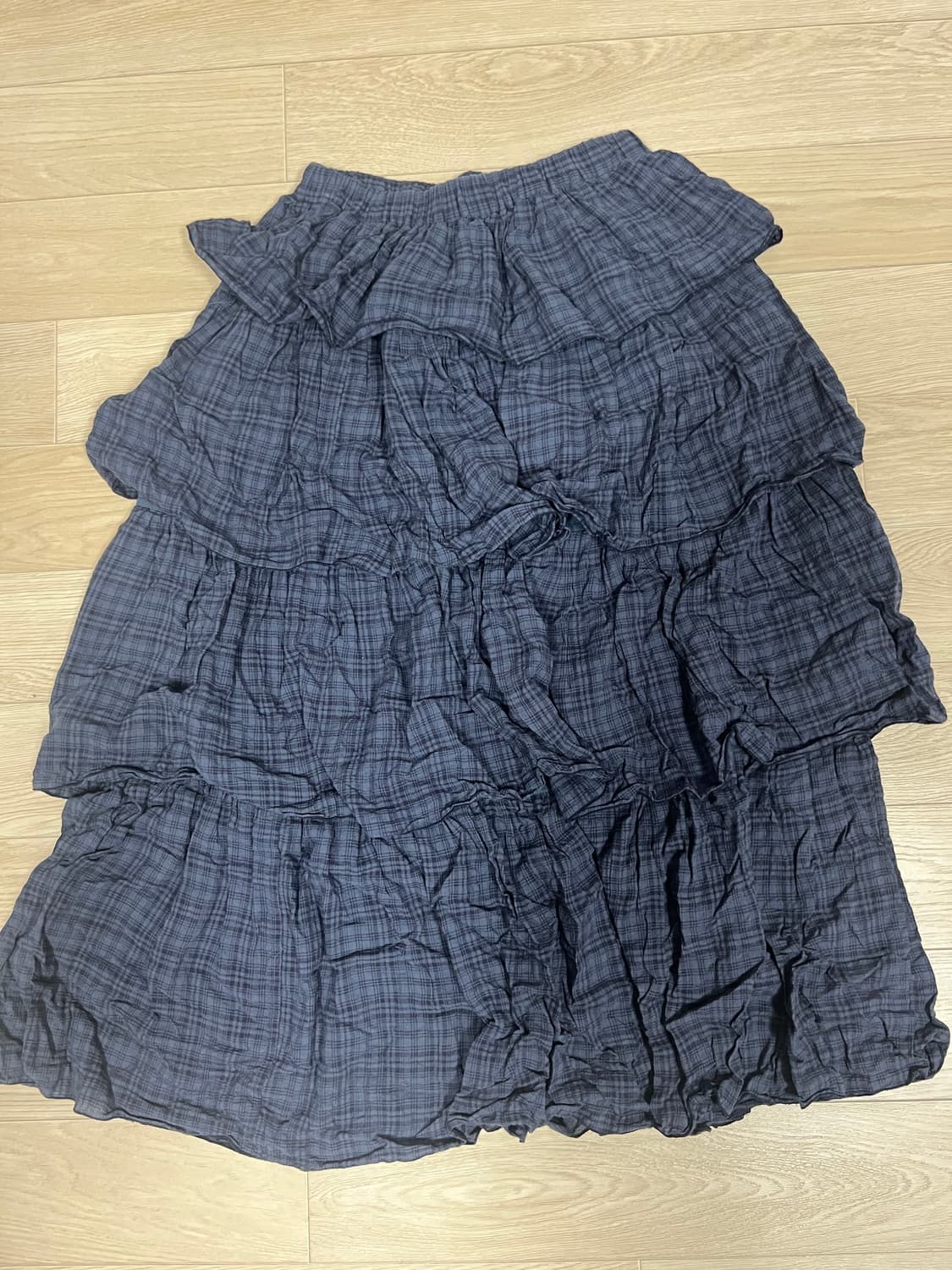 웹하우스 트위스터 체크 티어트 스커트 네이비 상품이미지4