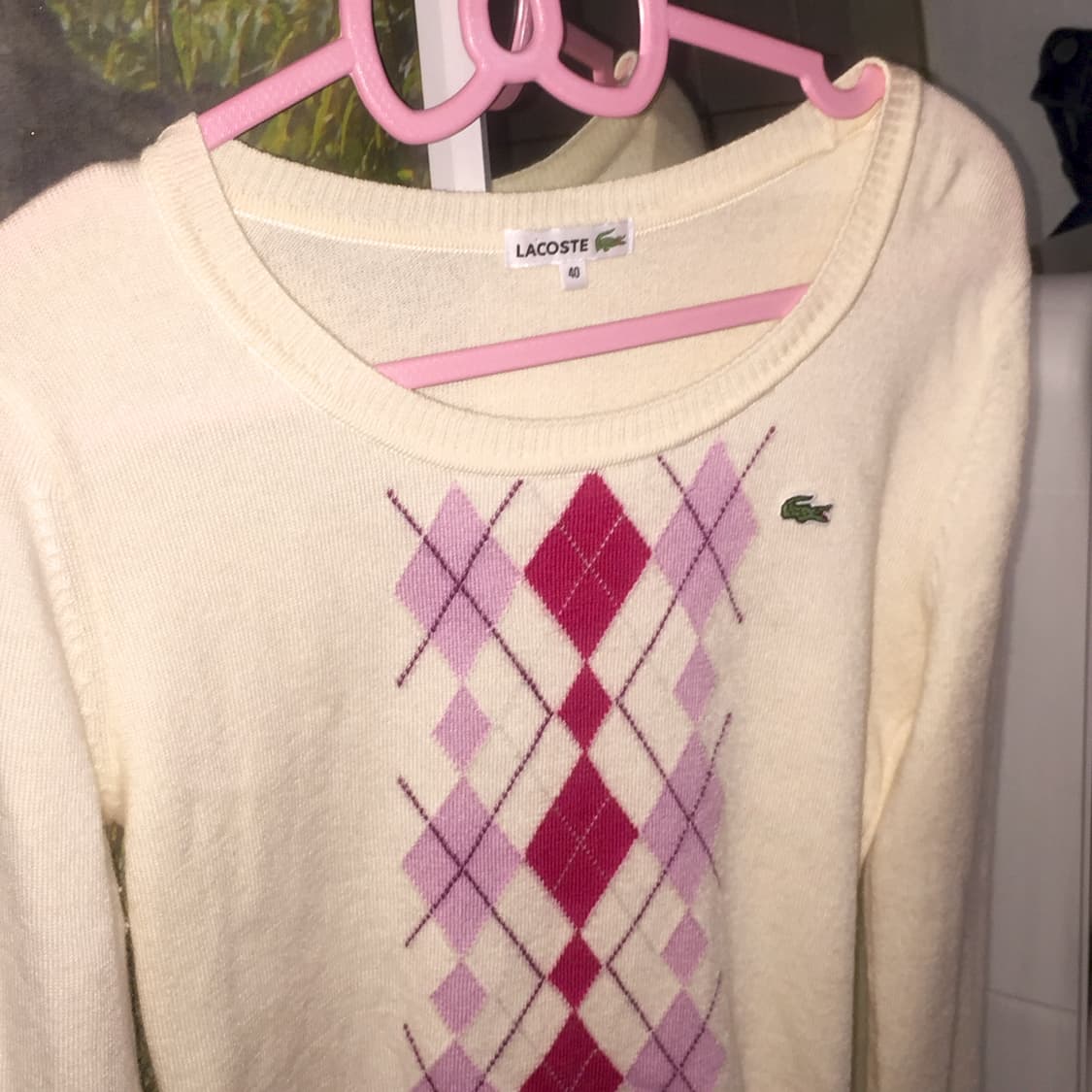 라코스테 갸루 핑크 아가일 니트 🎀 라떼갸루 오네갸루 y2k 상품이미지3