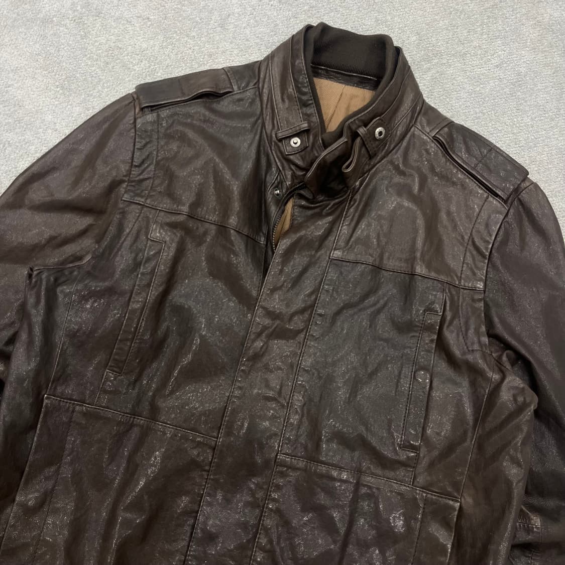 빈티지 양가죽 바이커 레더 블루종 자켓 상품이미지2