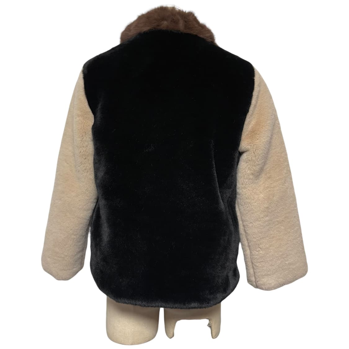 3753 브라운 베이지 블랙 배색 퍼자켓 상품이미지2