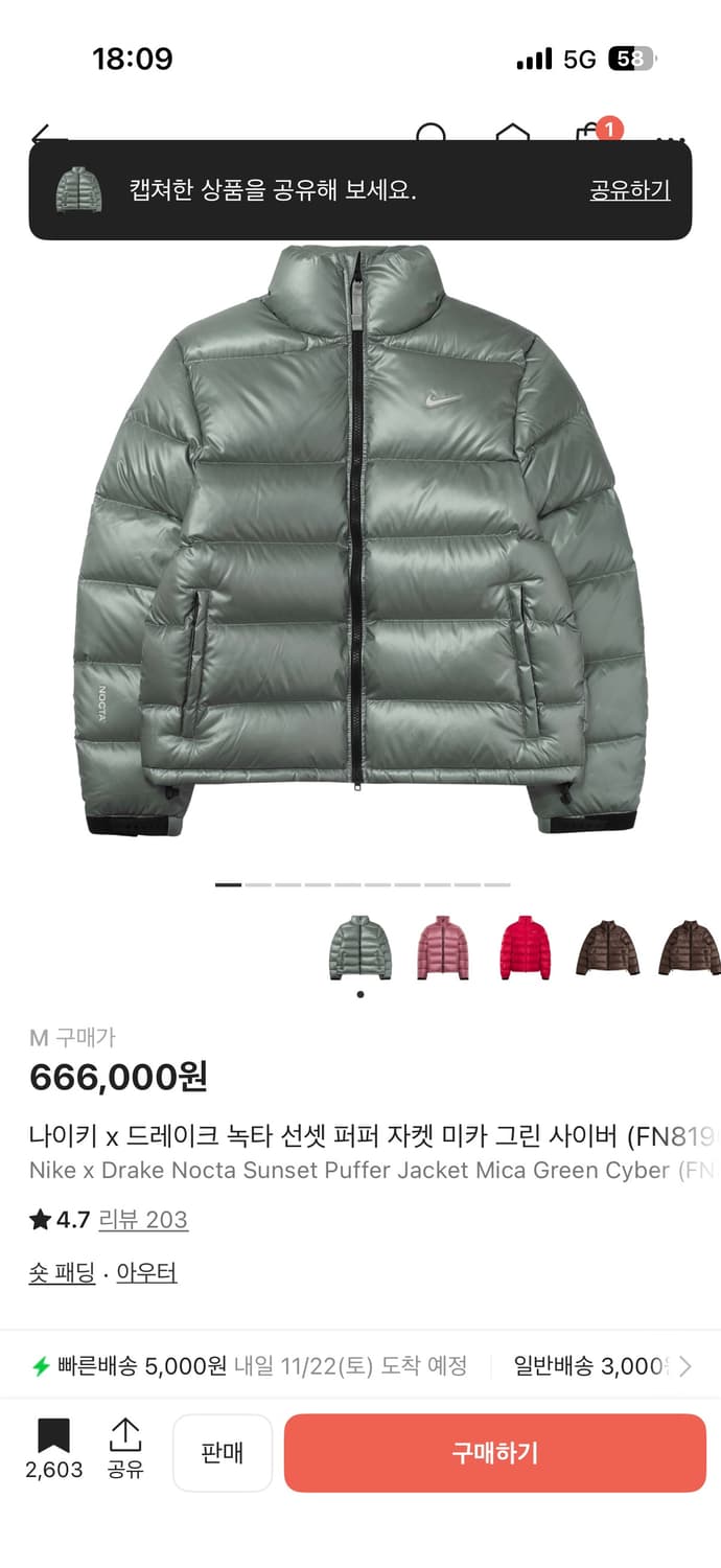 나이키 녹타 패딩 m 상품이미지2