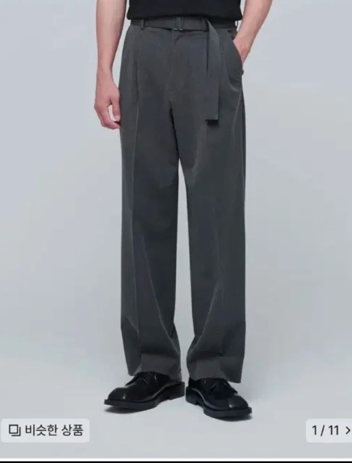 무탠다드 벨티드 와이드 슬렉스 그레이 상품이미지1