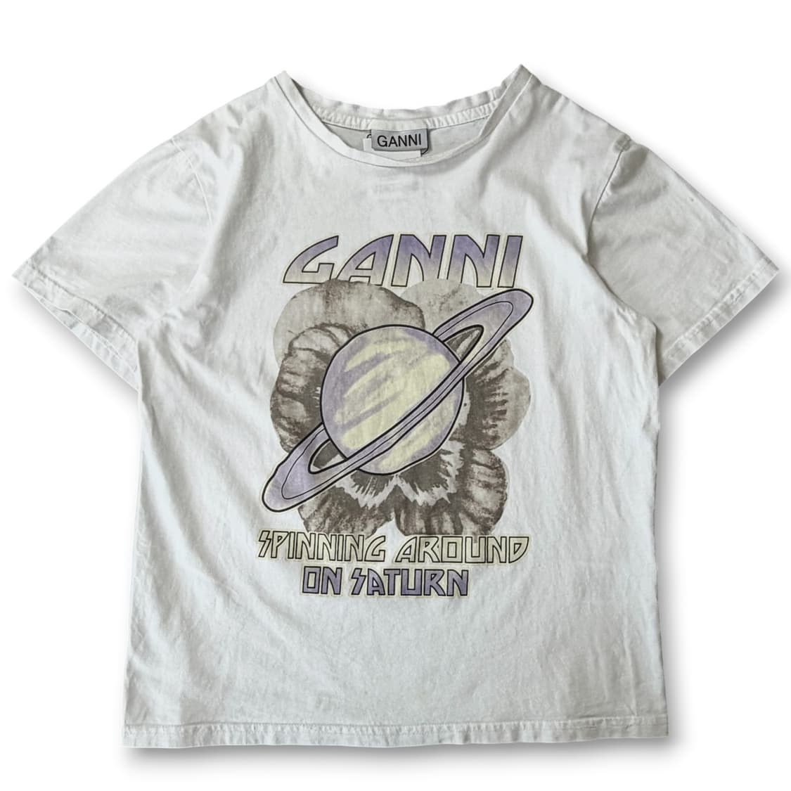 GANNI 가니 새턴 프린트 그래픽 티셔츠 M 상품이미지1
