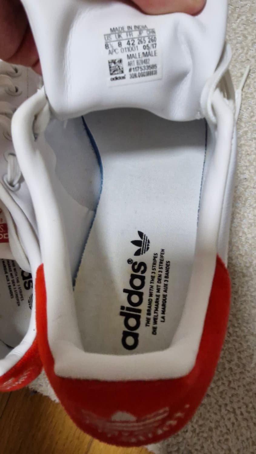 아디다스 스탠스미스 흰빨 운동화 265 상품이미지6