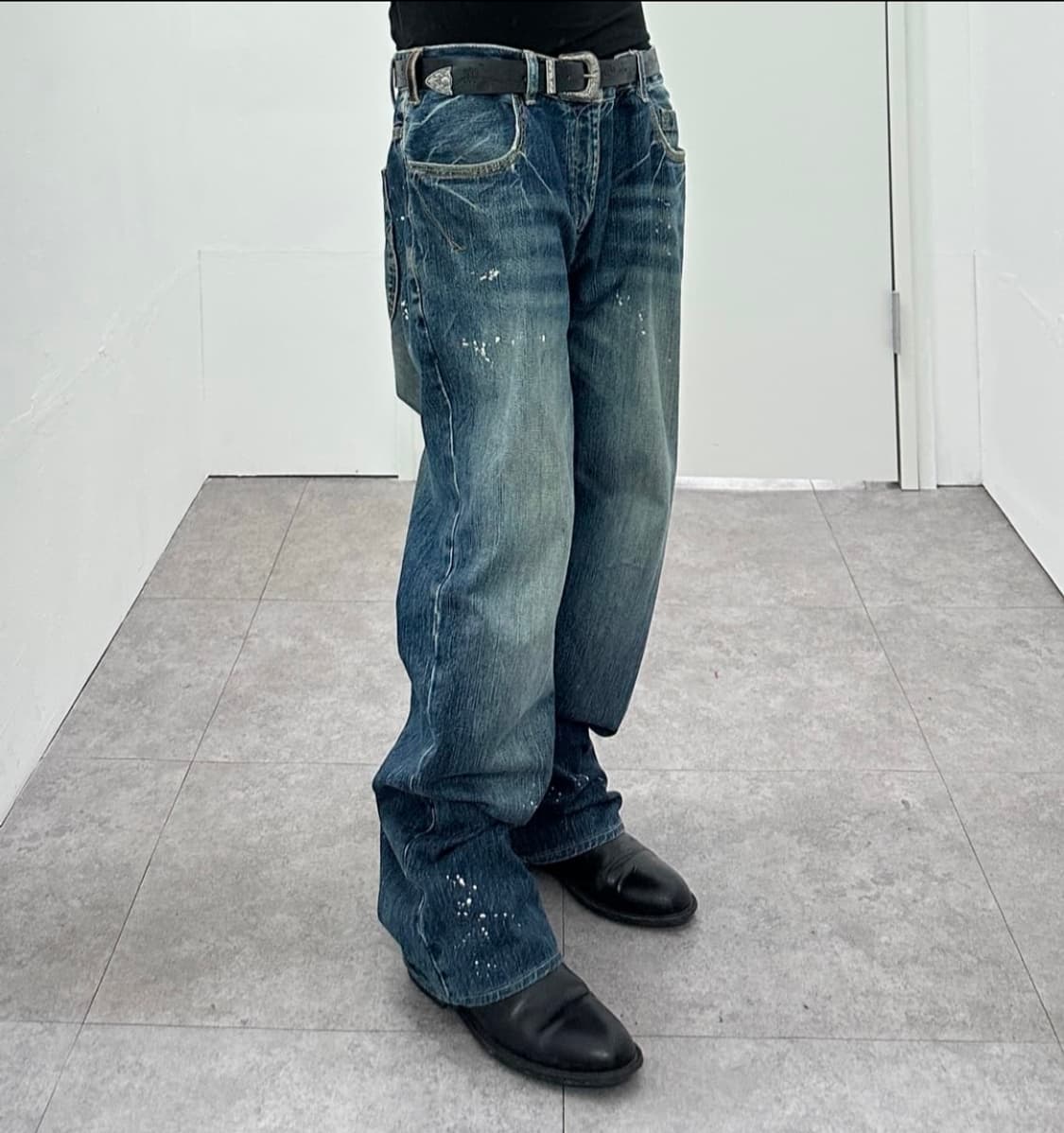 Paint splatter flared denim 상품이미지2