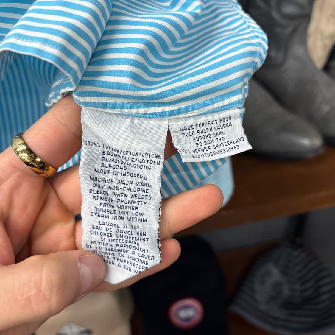 90s 폴로 랄프로렌 클래식 스트라이프 버튼다운셔츠 스카이블루 N1163 상품이미지9