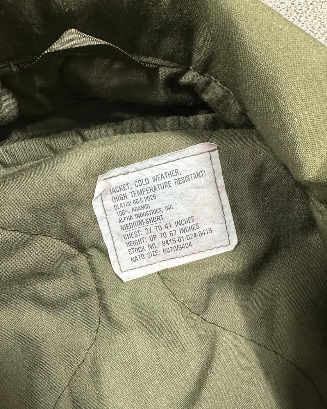 미군 86년 알파인더스트리 cvc탱커자켓 민트급 상품이미지6