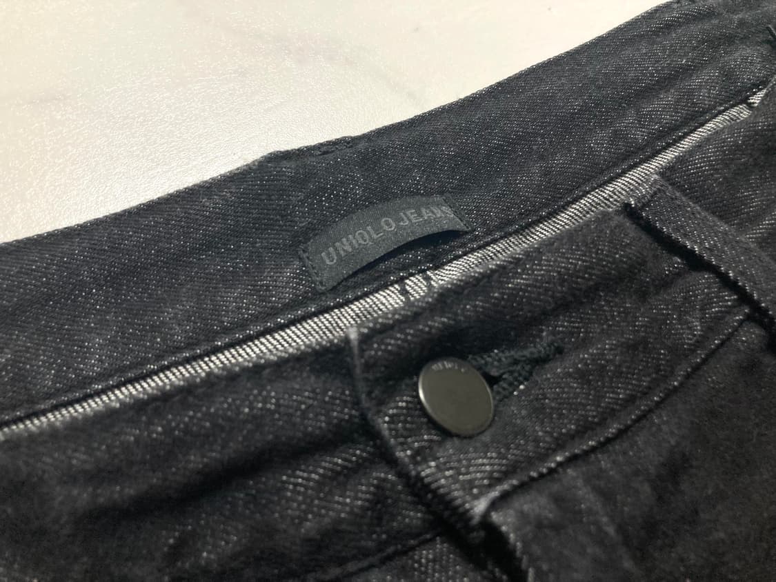 (거의 새것)유니클로 흑청 와이드 데님 팬츠 36-38 상품이미지3