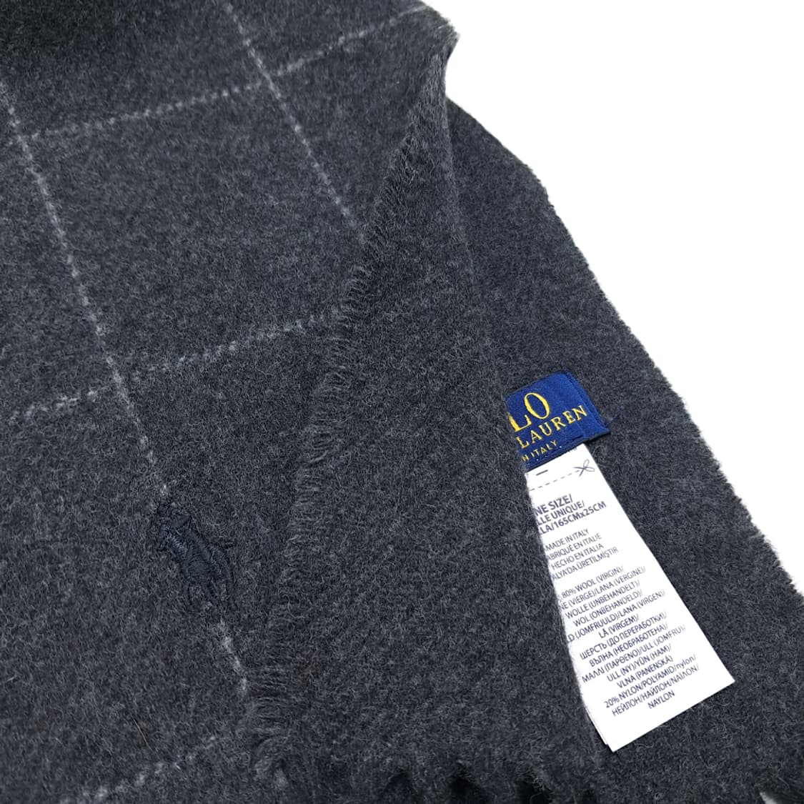 MX465 폴로 이태리판 버진울 윈도우페인 차콜 머플러 목도리 상품이미지6