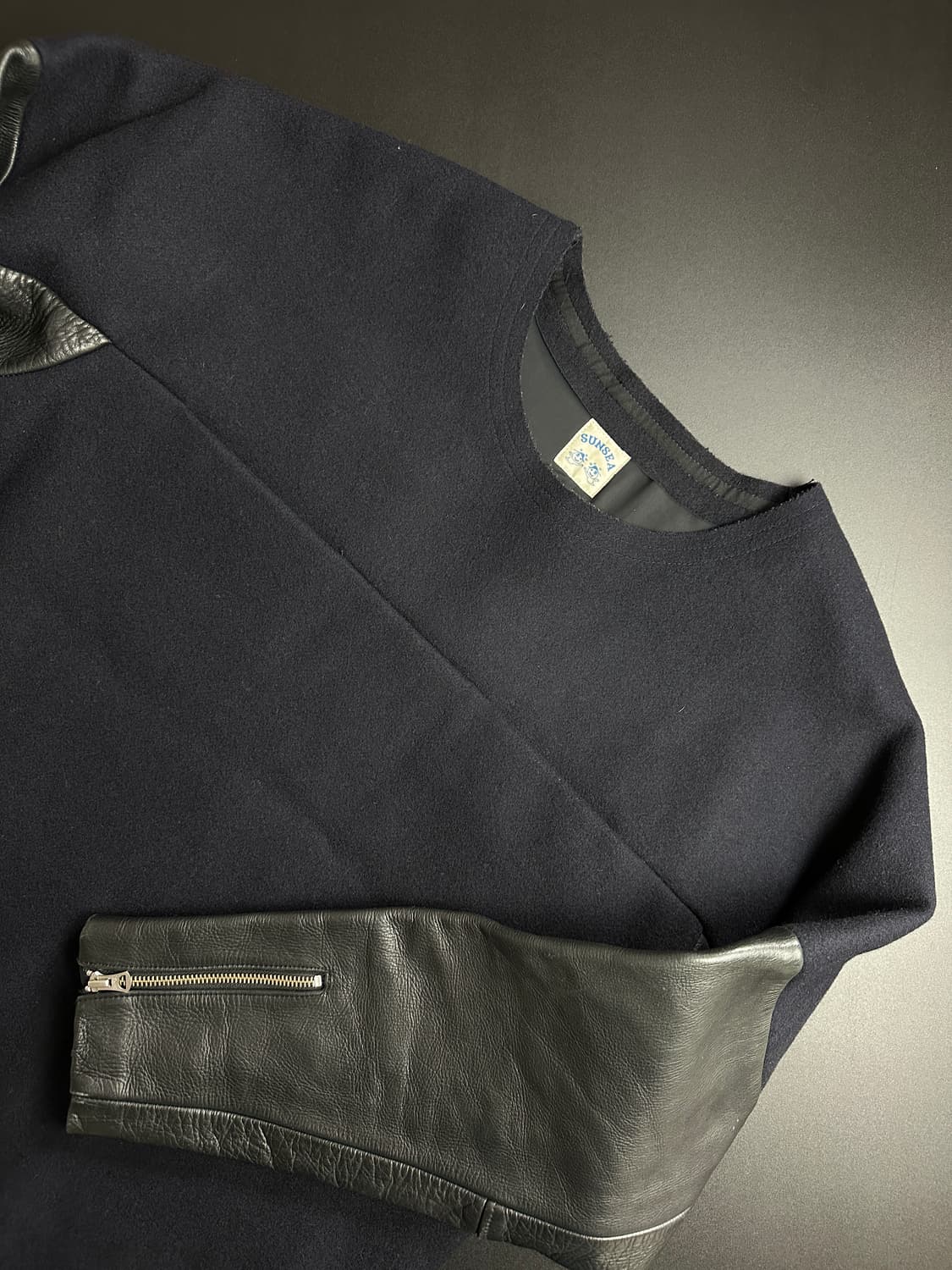 Sun sea leather melton jacket 상품이미지1