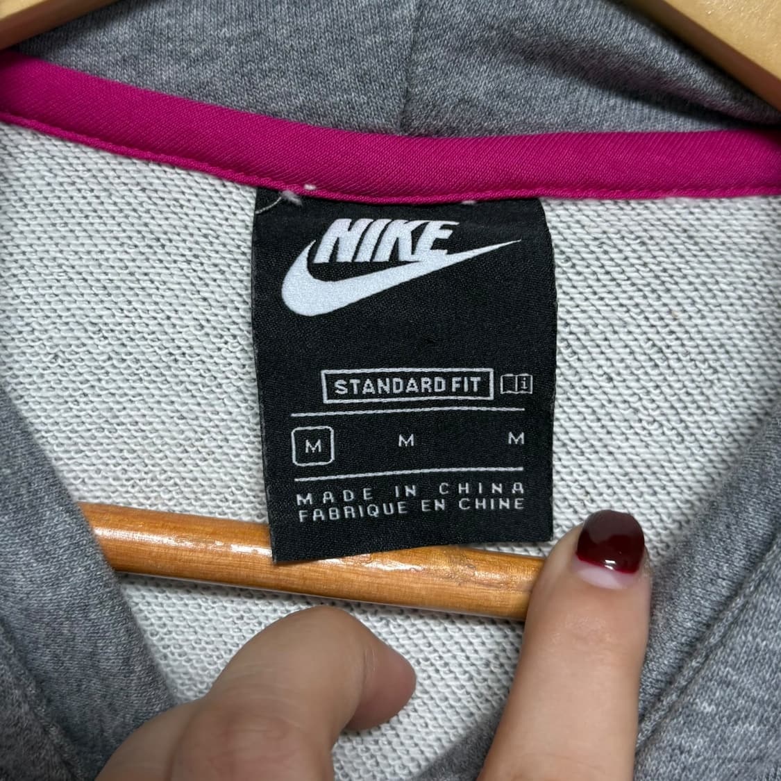 3808 나이키 그레이 핑크 크롭 후드티 상품이미지4