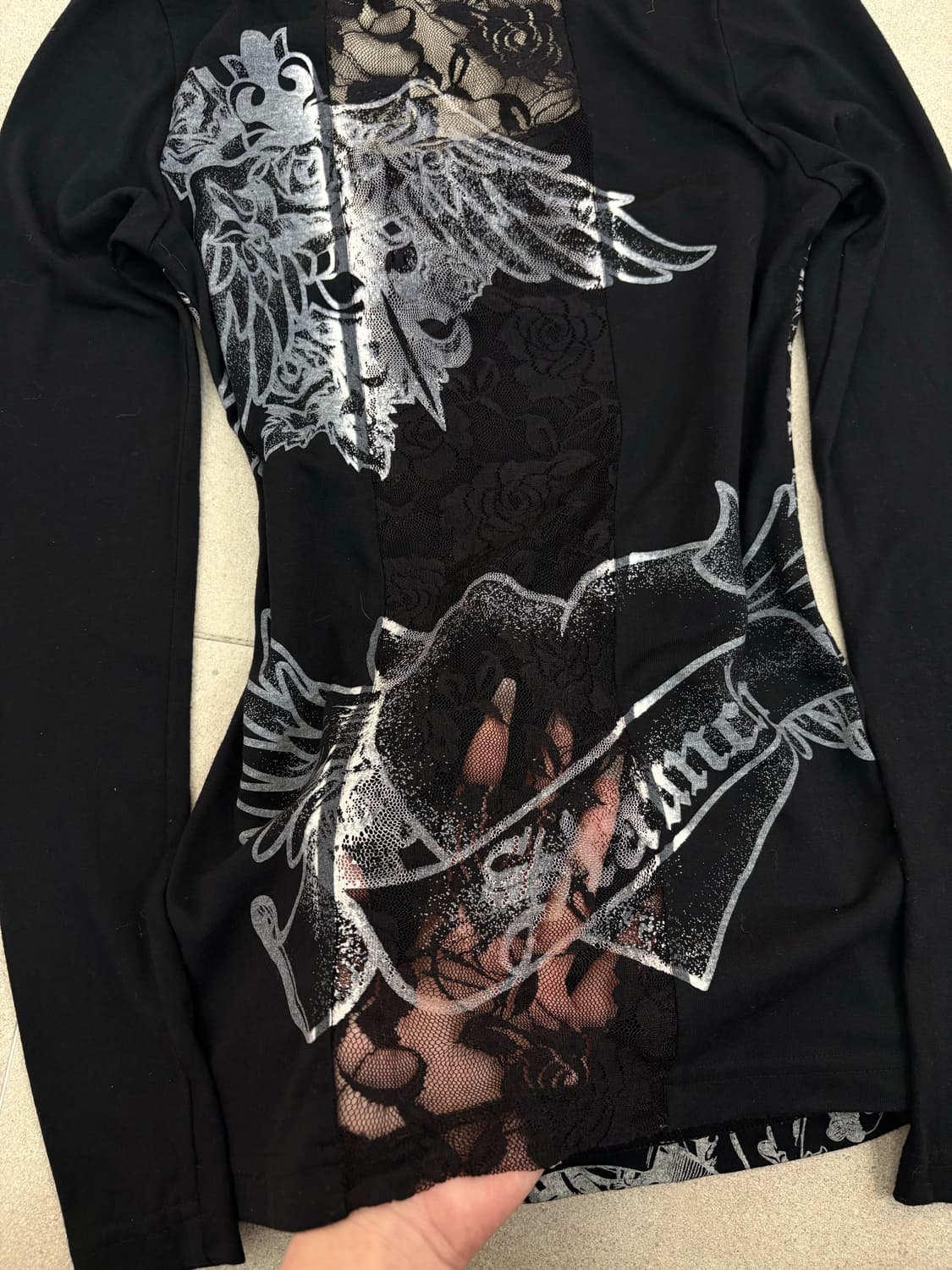 레이스 시스루 프린팅 롱슬리브 상품이미지8