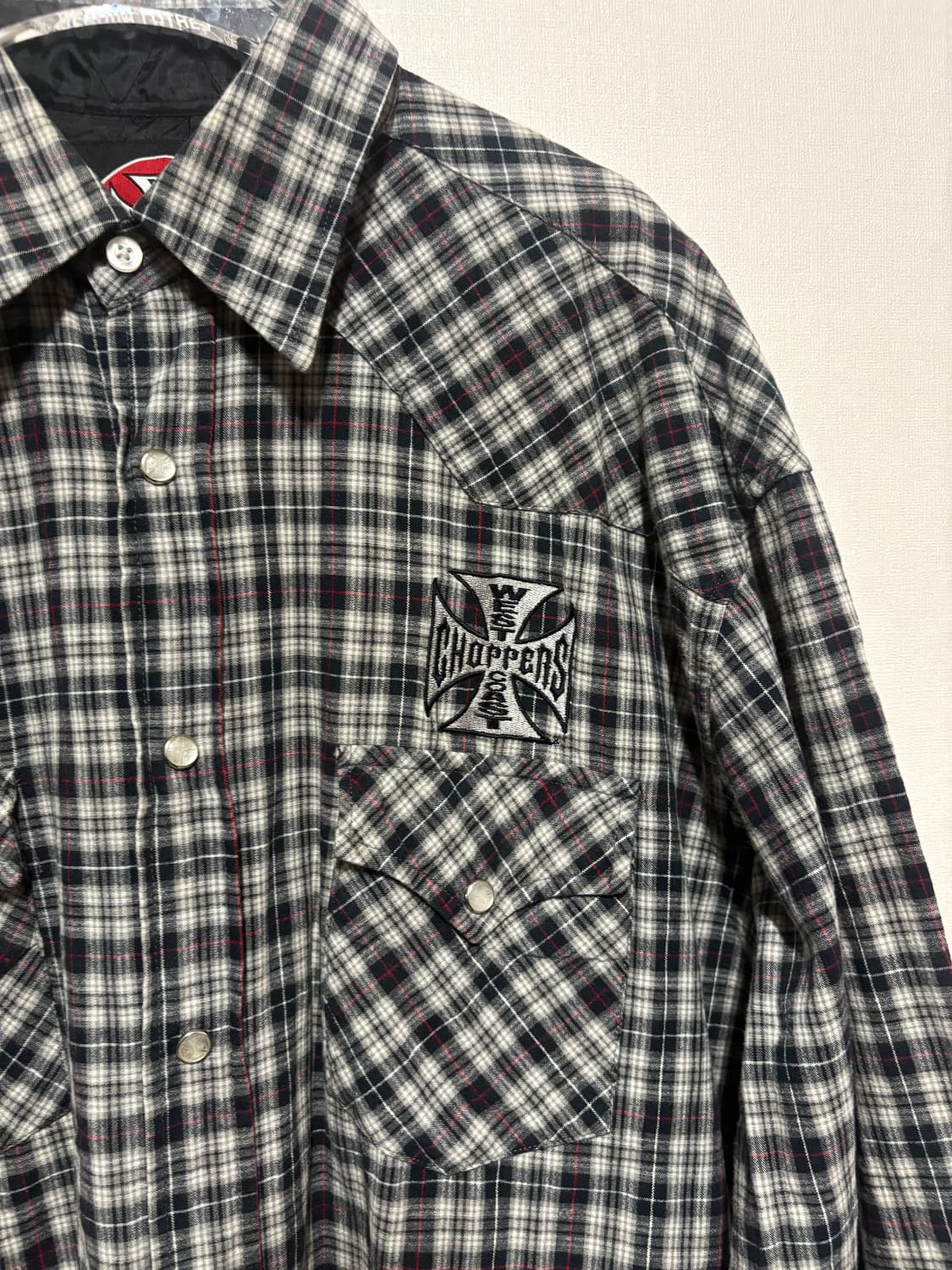 [L] 90's West Coast Choppers 웨스턴 체크 셔츠 상품이미지3