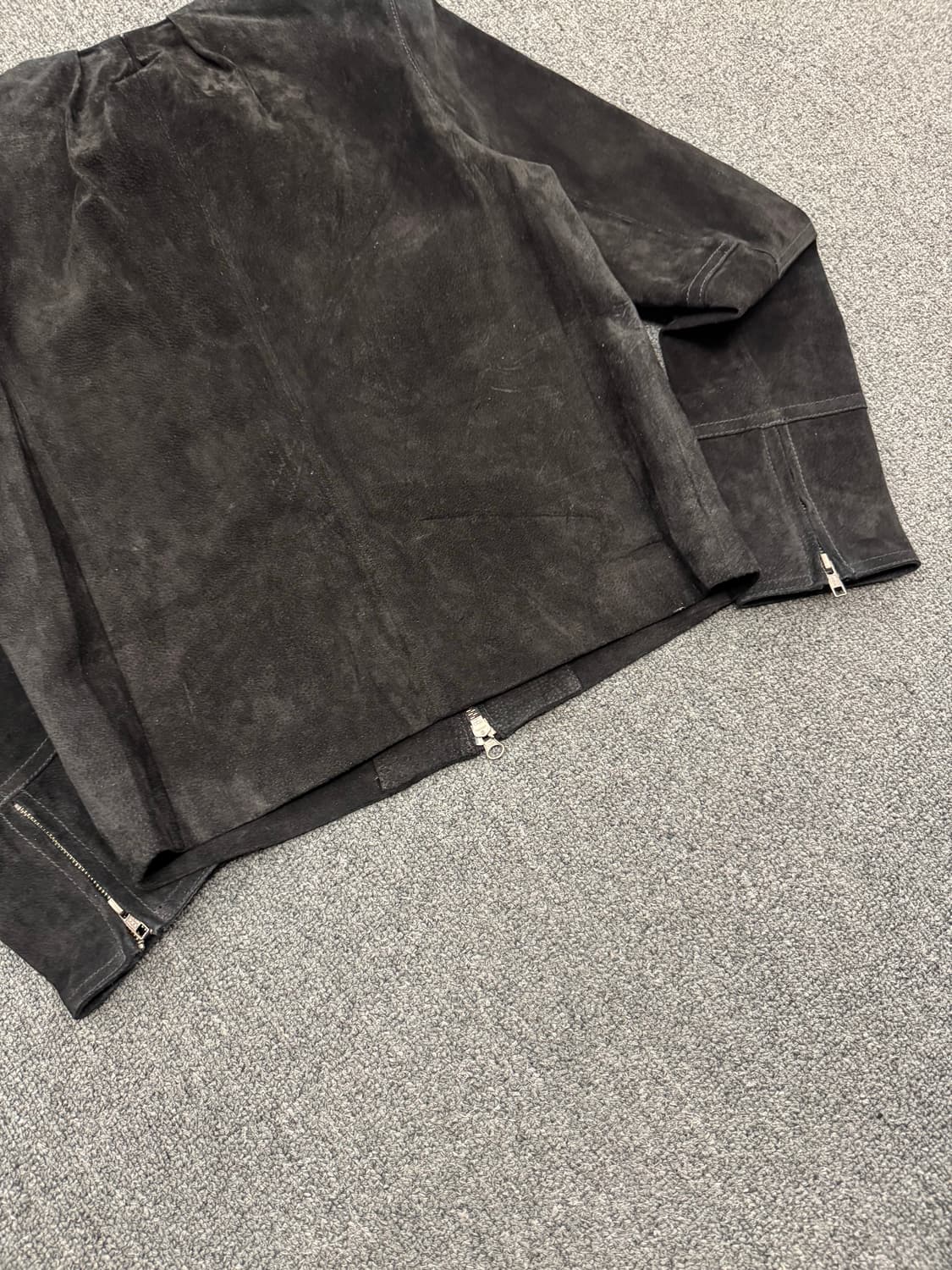 L)RULE 빈티지 여성 돈피가죽 논카라 집업 자켓 상품이미지5