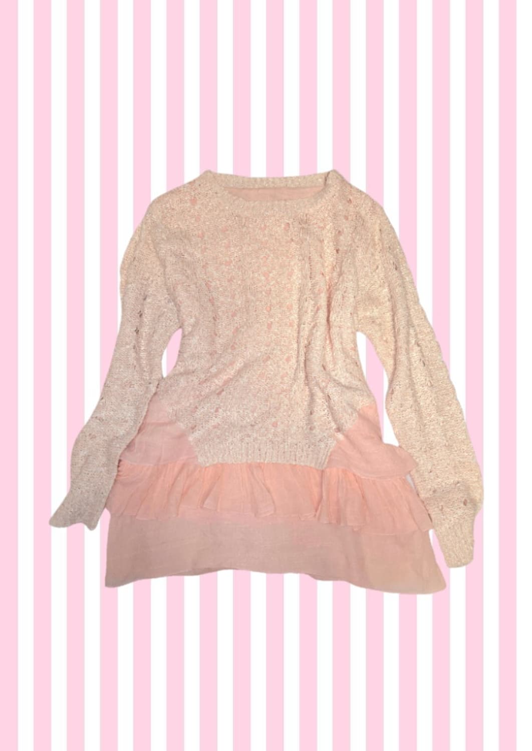 딸기우유 히메갸루 모리걸 핑크 캉캉 레이스 니트 상품이미지1