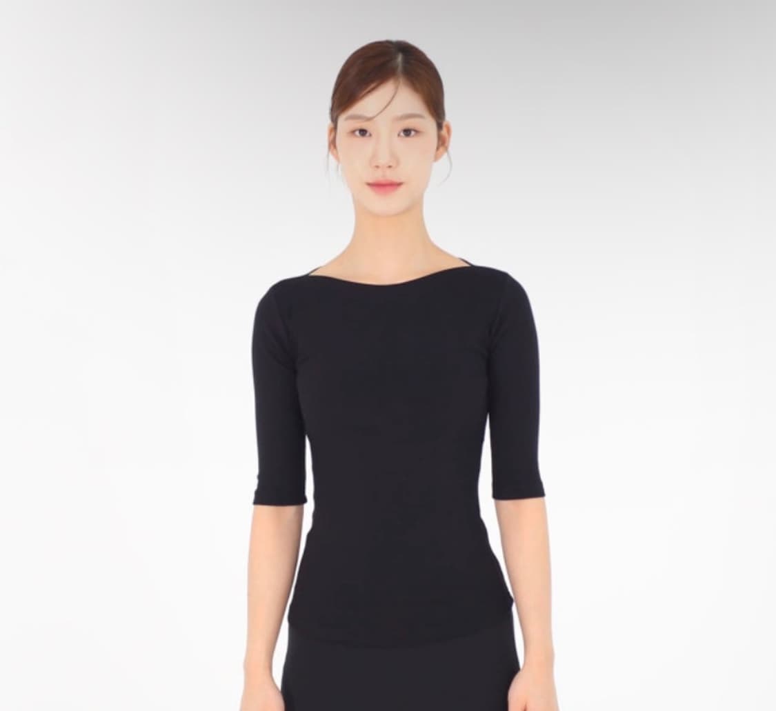 인더무브 5부 입술넥 티셔츠 블랙 입시무용복발레모델 상품이미지1
