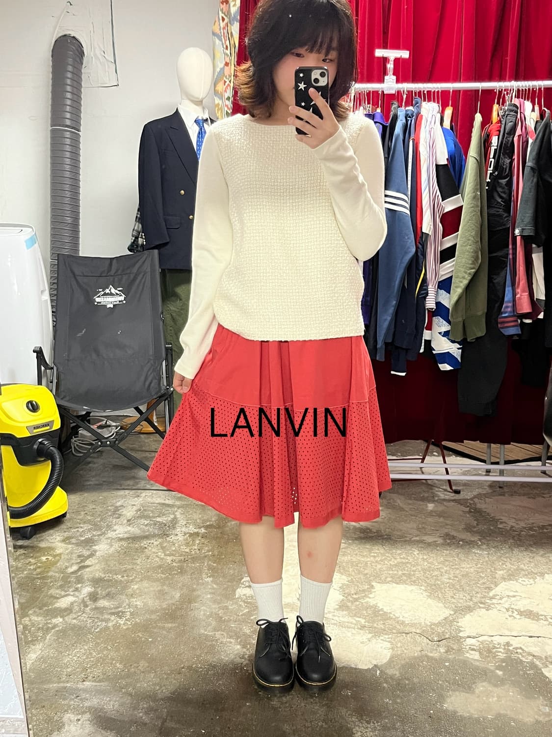 Lanvin 랑방 코튼 폴리 펀칭 스커트 상품이미지1