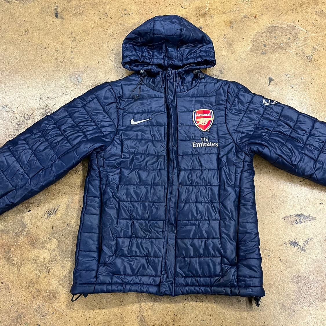 [정품/XS] 나이키 아스날 퀼팅 후드 패딩 점퍼 네이비 b19 상품이미지3