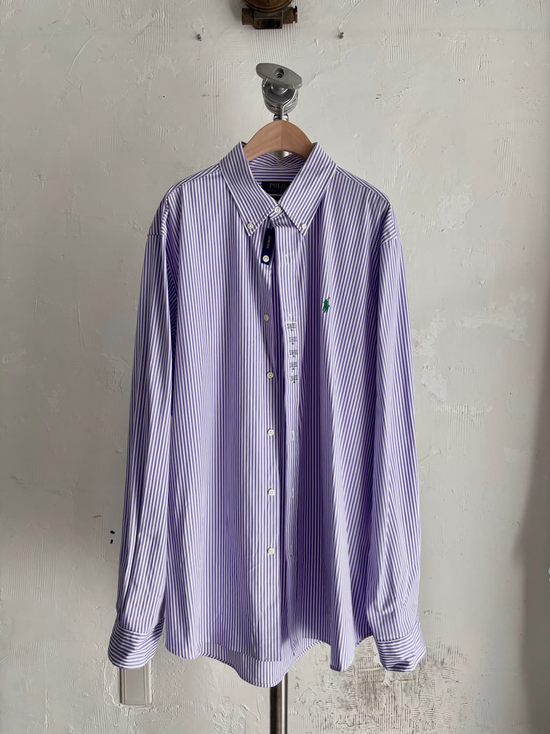 Polo 폴로 랄프로렌 QR신형 퍼플 컬러 스트라이프 패턴 셔츠 상품이미지1