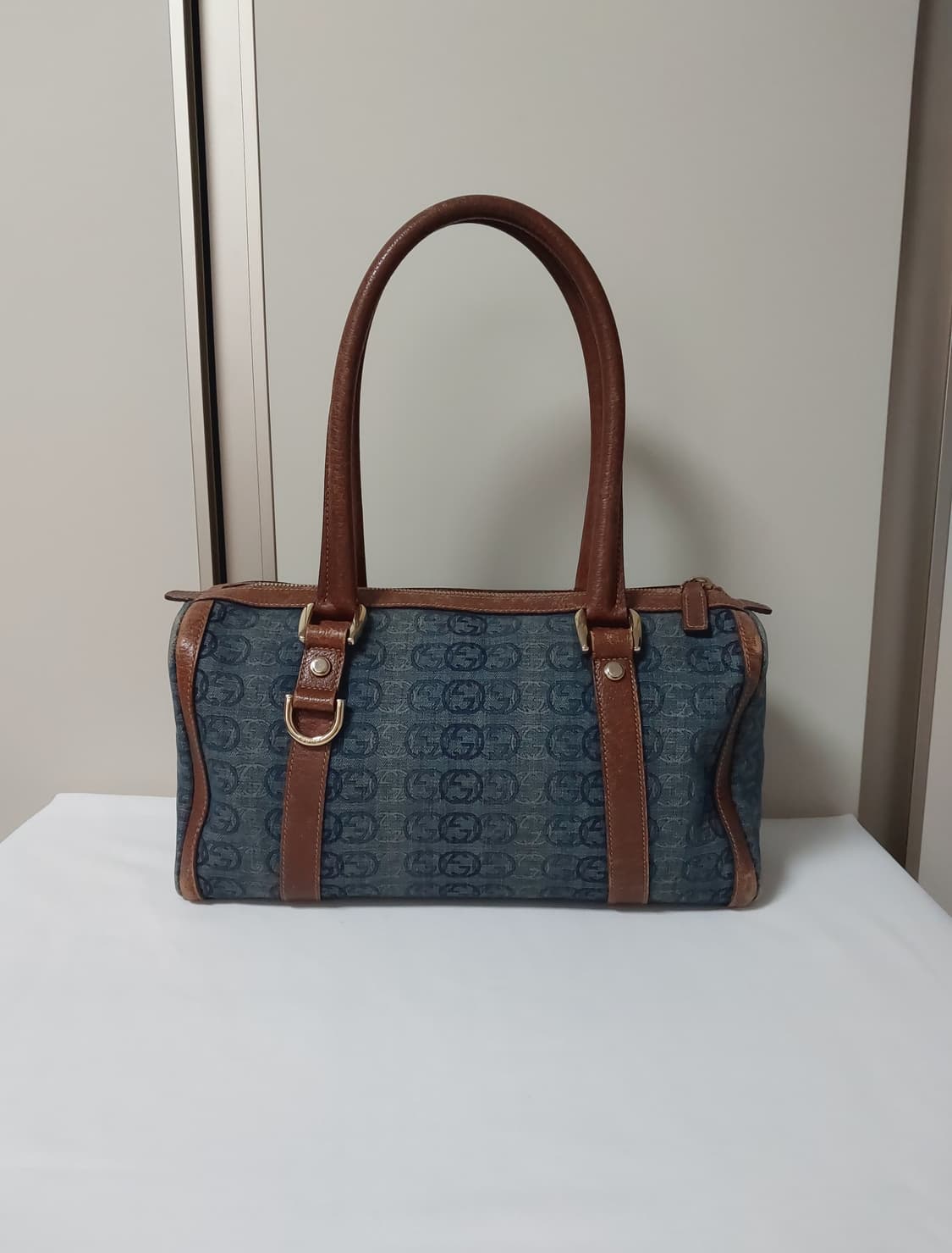 구찌 빈티지 블루 데님 보스턴백 상품이미지6