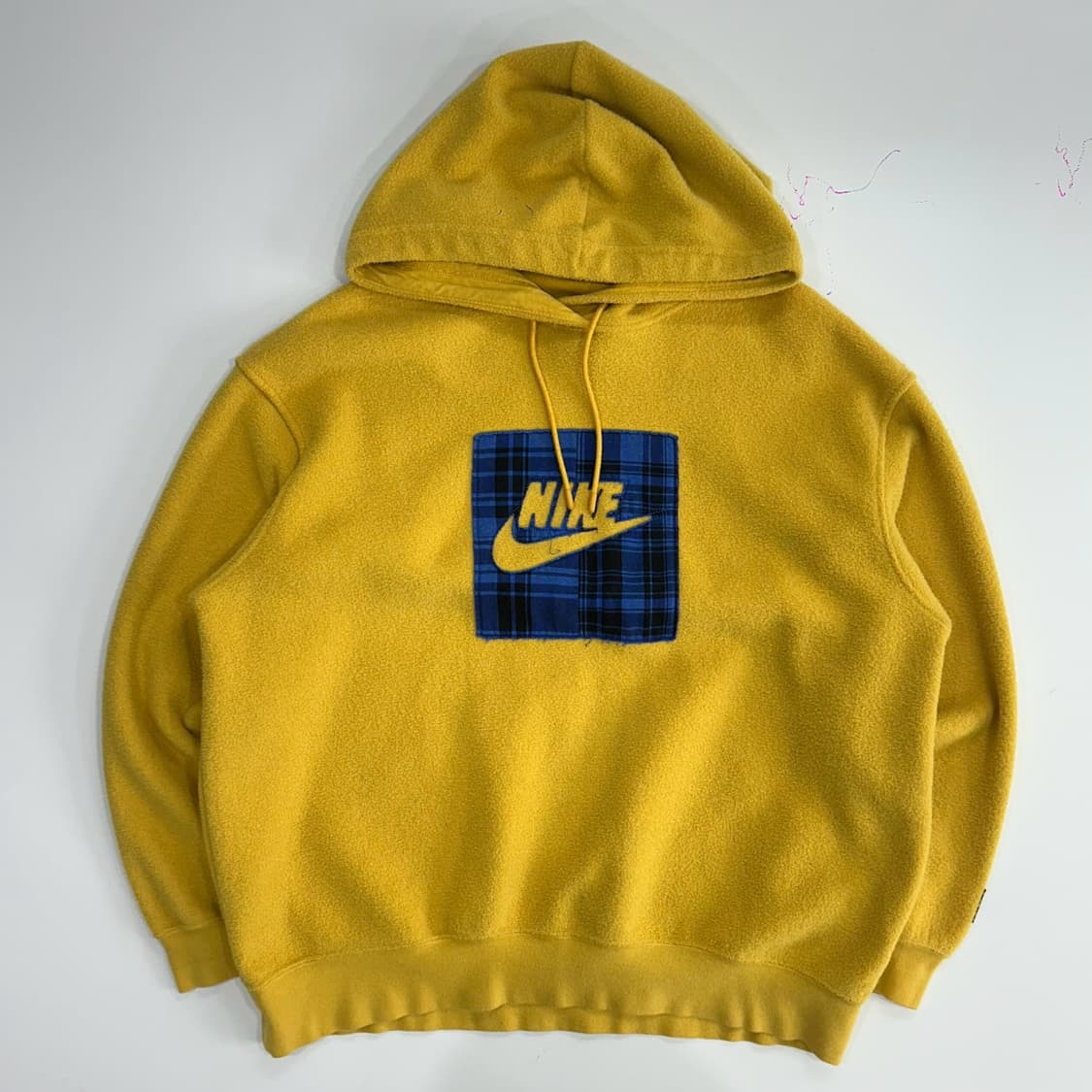 Nike 타탄 체크 박스로고 옐로우 플리스 후드티 상품이미지4