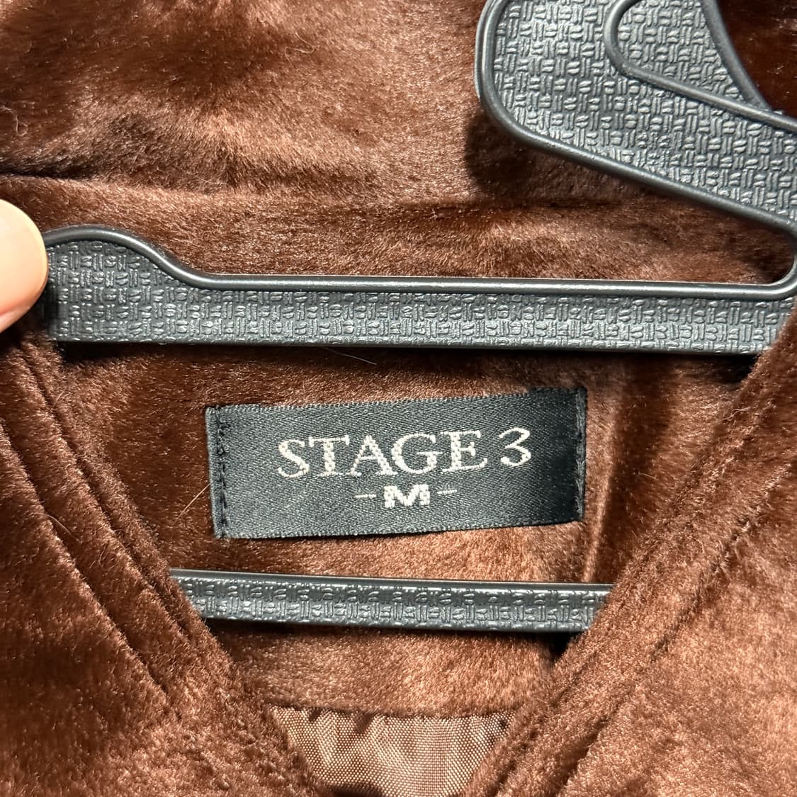 VTG 빈티지 가죽 배색 다크 브라운 벨벳 롱 코트 상품이미지5