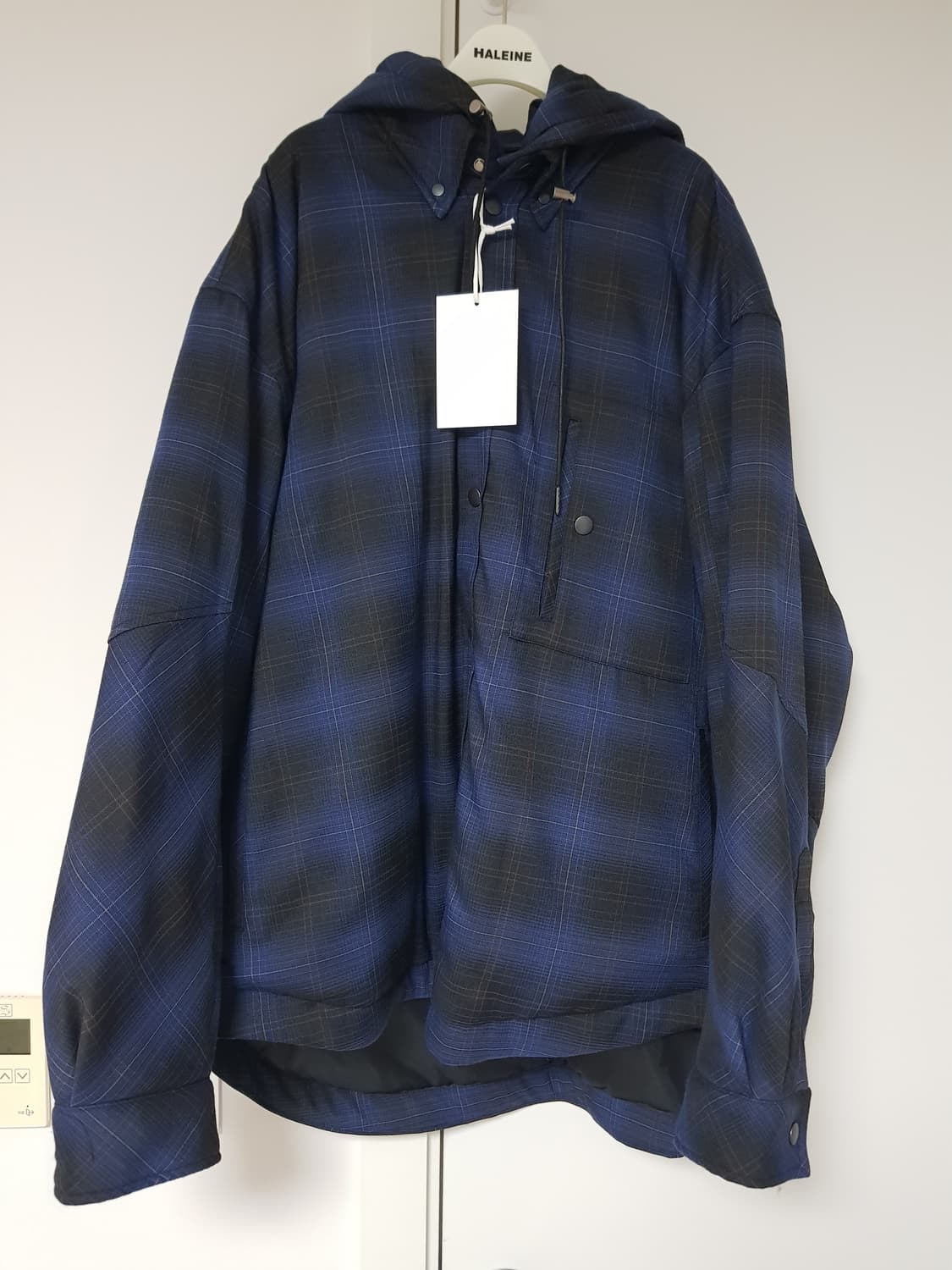 1) 알렌느 2웨이 후디드 셔츠 패디드 자켓 투웨이 패딩셔츠 네이비 상품이미지1