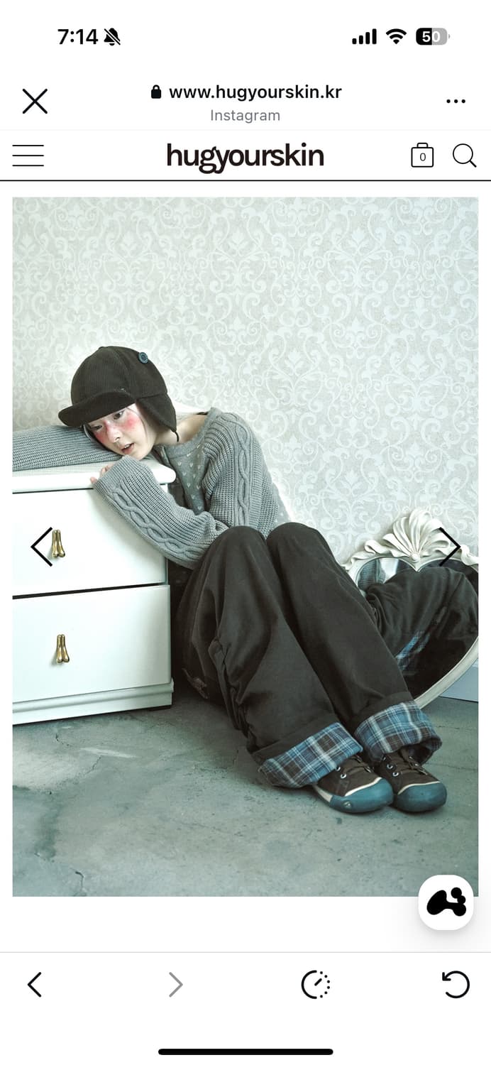 허그유어스킨 체크 롤업 코튼 팬츠 (브라운 M) 상품이미지4