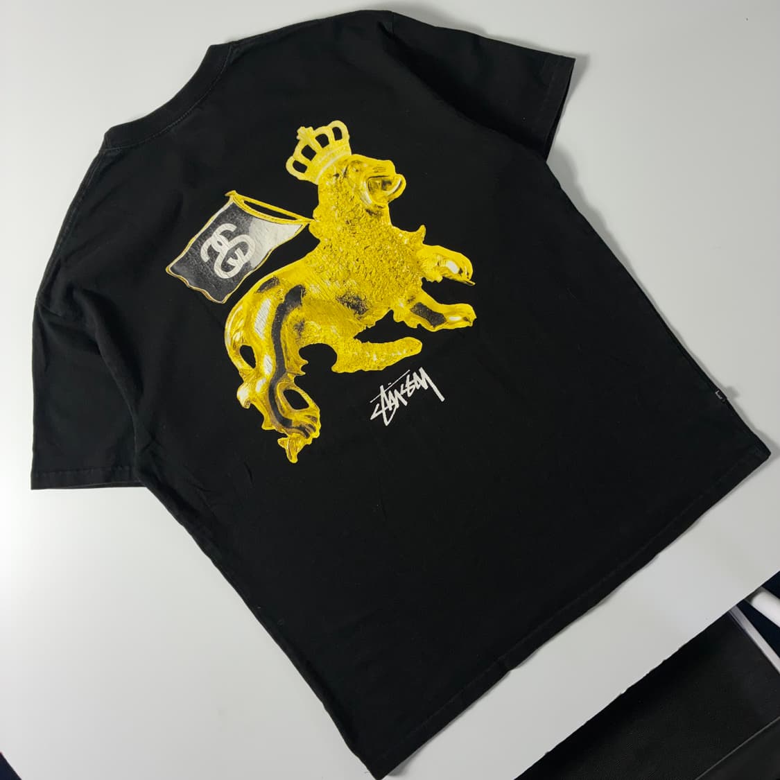 Stussy  스투시 코튼 골드 라이언 블랙 반팔 티셔츠  상품이미지2