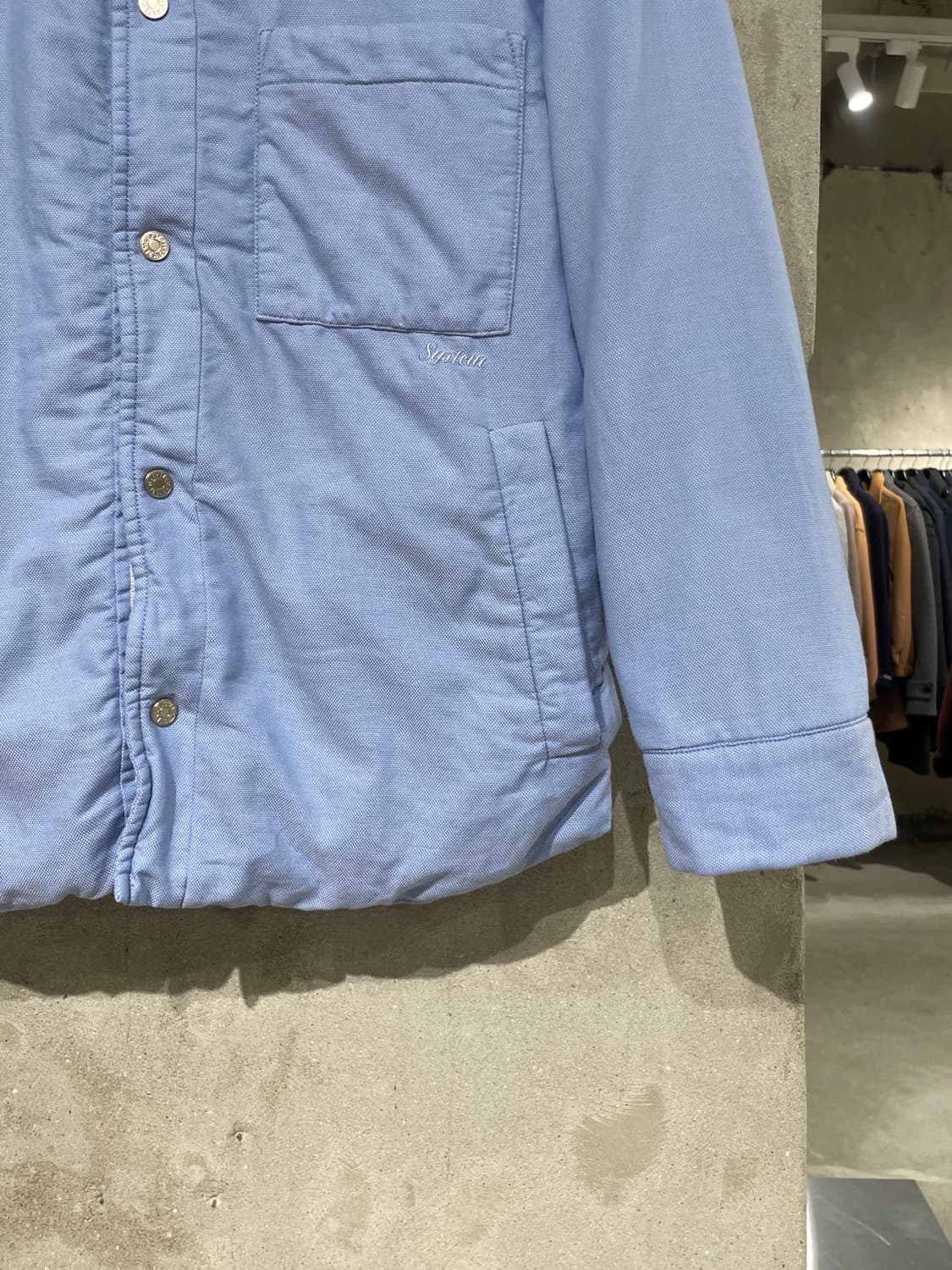 시스템 스카이 블루 싱글 포켓 스냅 버튼 자켓 상품이미지5