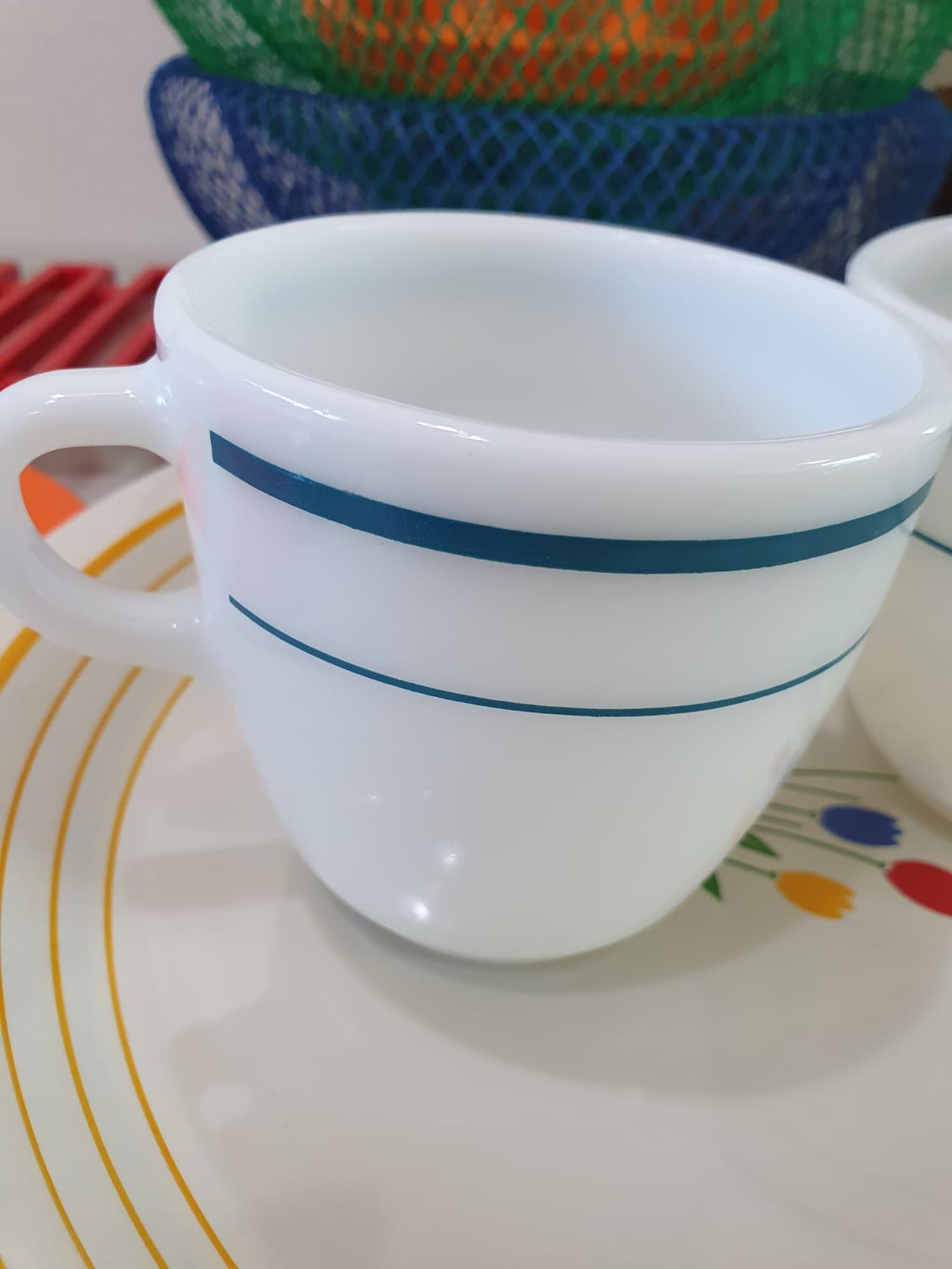 빈티지 앵커호킹 블루밴드 스트라이프  머그 2pcs 상품이미지5