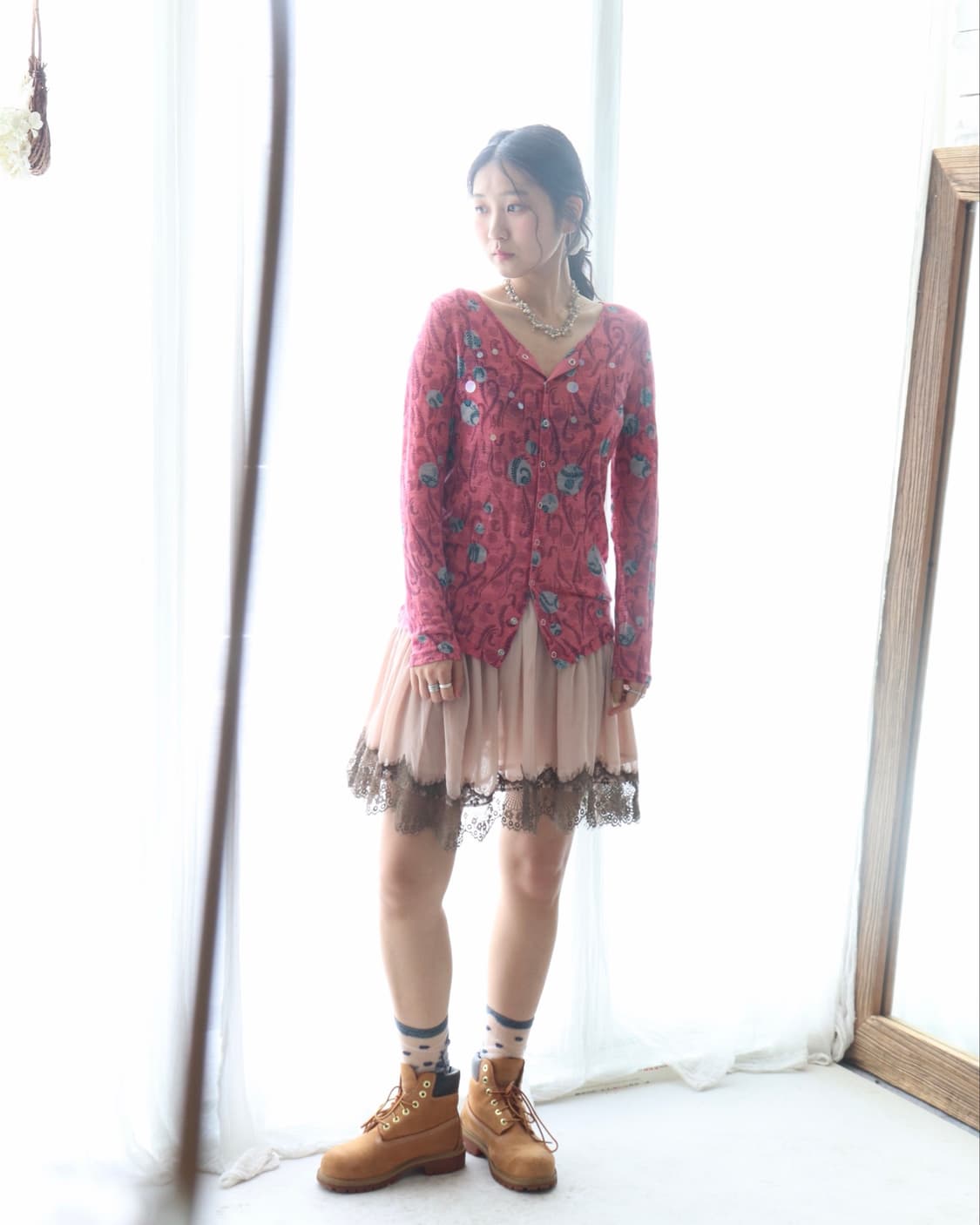 [Sunao Kuwahara] Pink Sequin Cardigan 상품이미지3