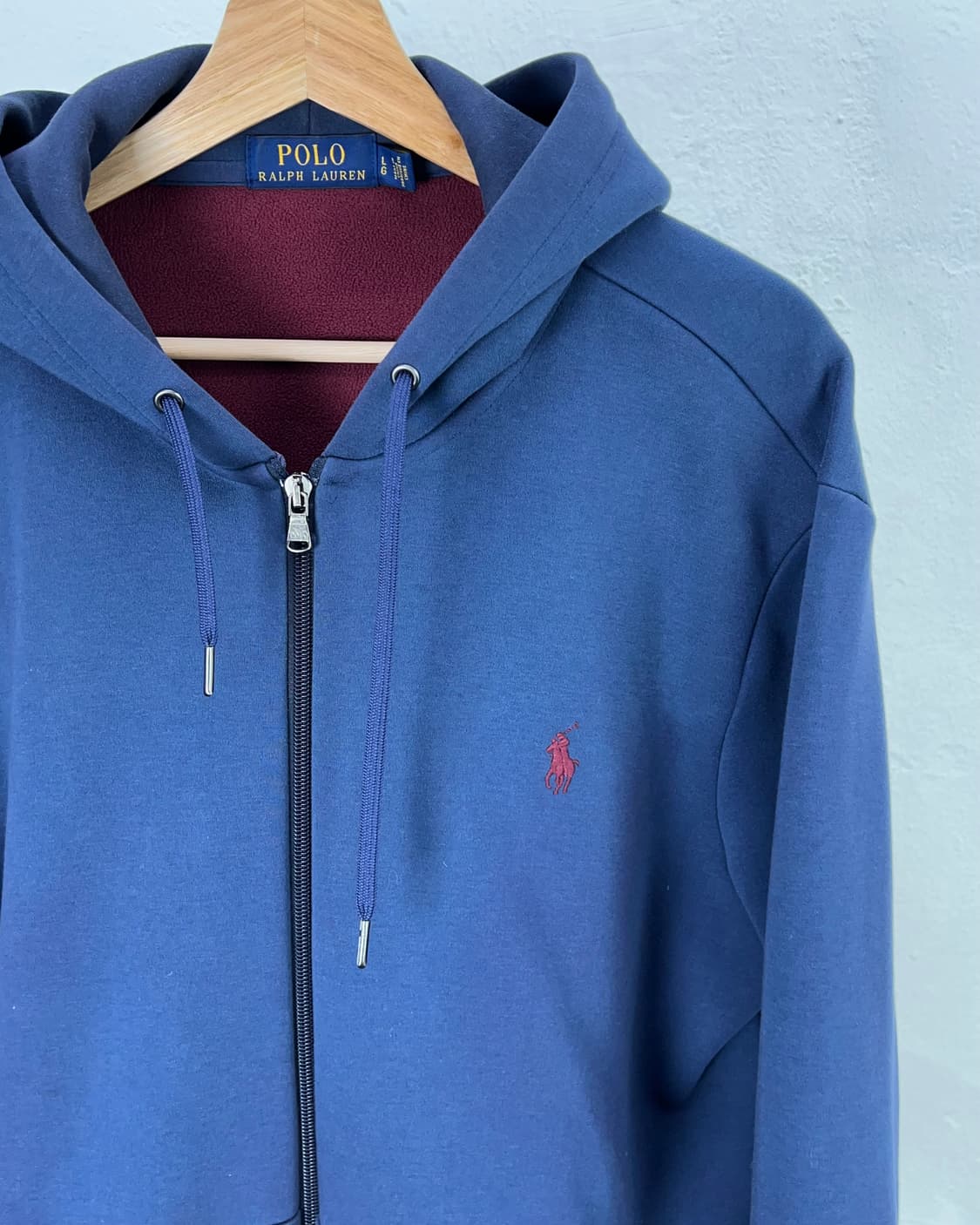 폴로 랄프로렌 딥 블루 버건디포니 코튼 후디 집업 상품이미지3