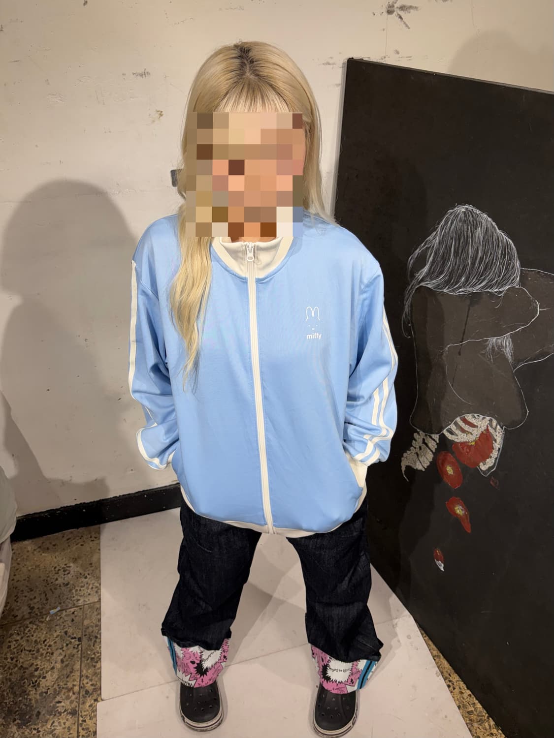 JPN 일본 빈티지 miffy 화이트 스카이 블루 소라색 져지 M 상품이미지7